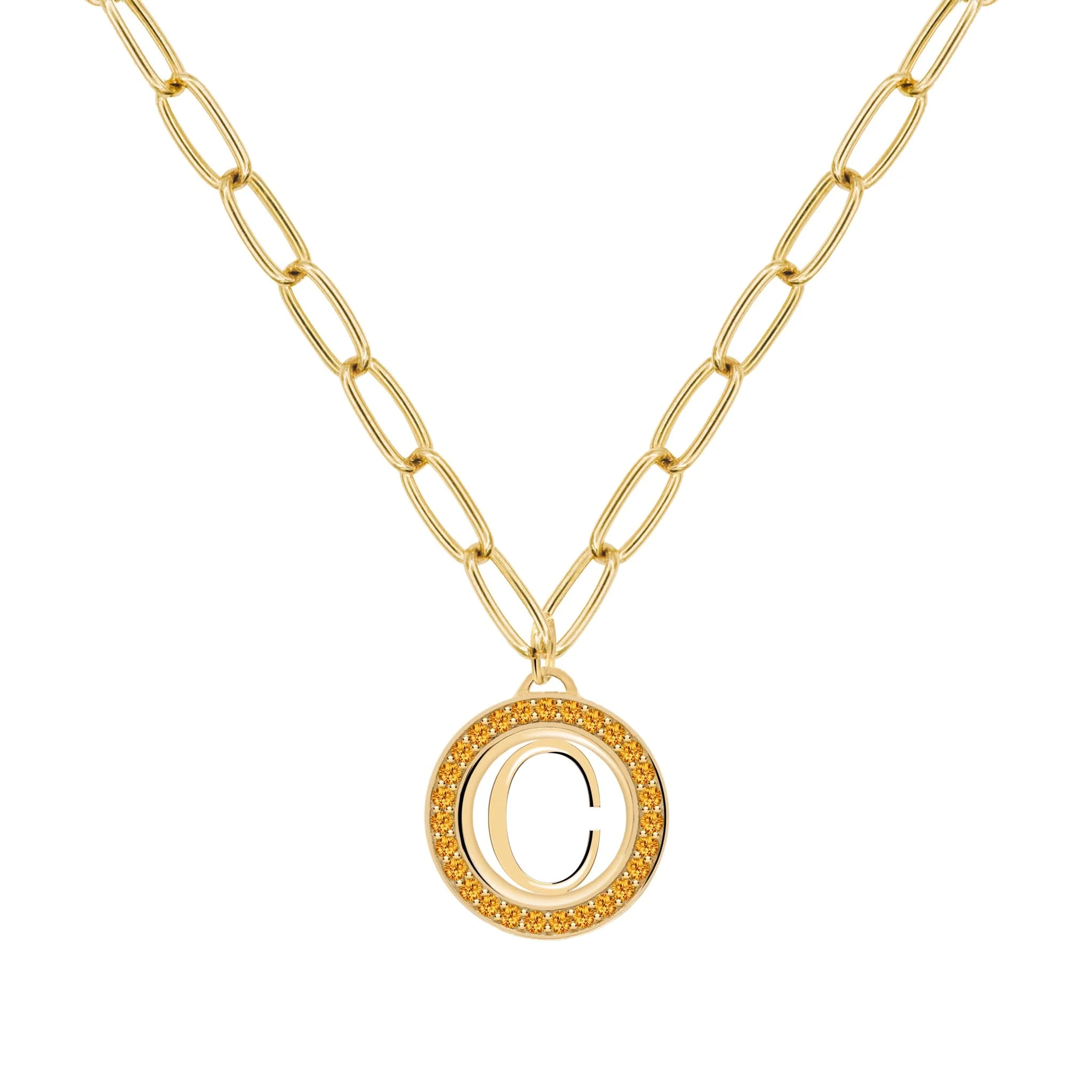 Letter & Citrine Pendant in 14k Gold (November) - Image 7