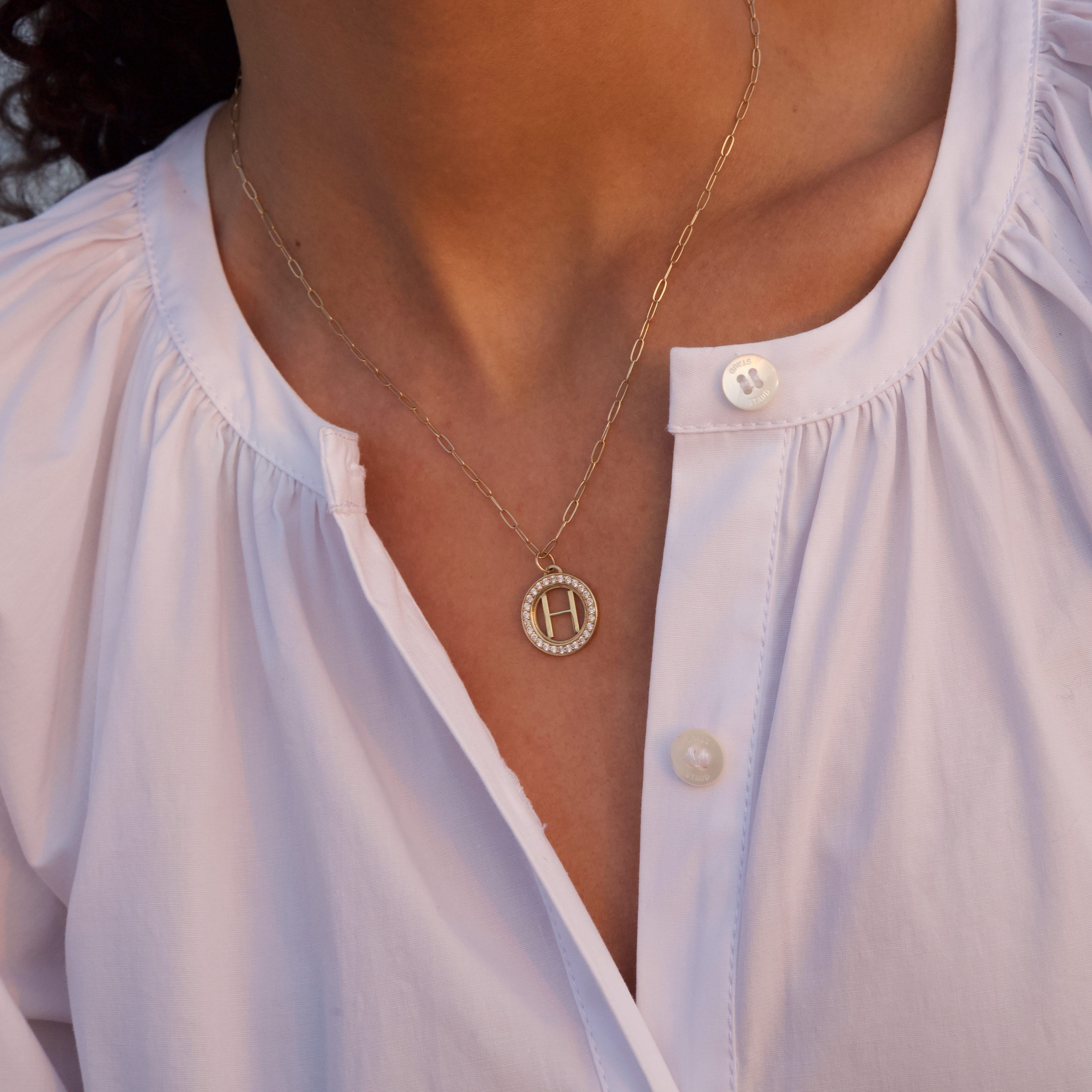 Letter & Diamond Pendant in 14k Gold (April) - Image 16