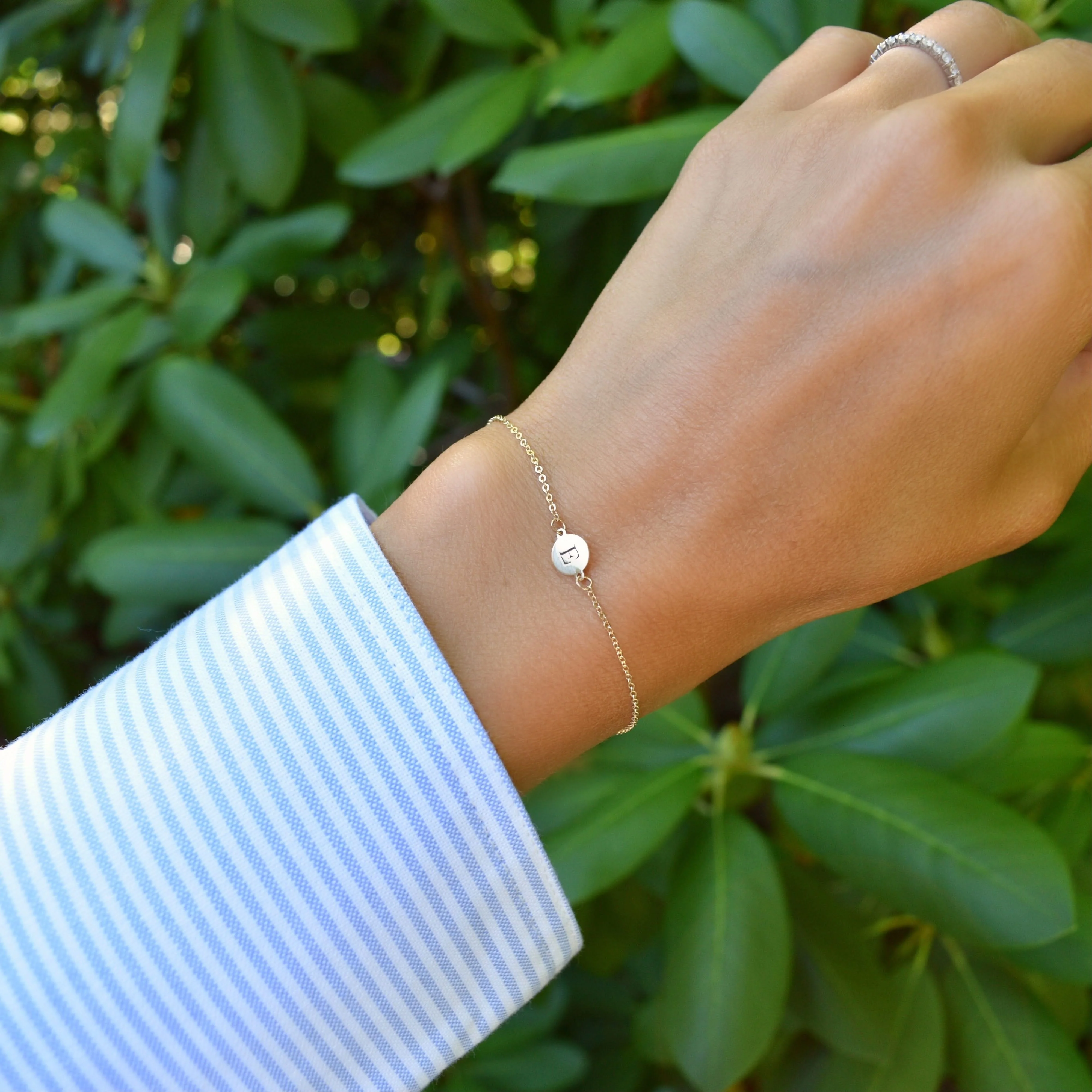 Letter E Bracelet in 14k Gold - Image 2