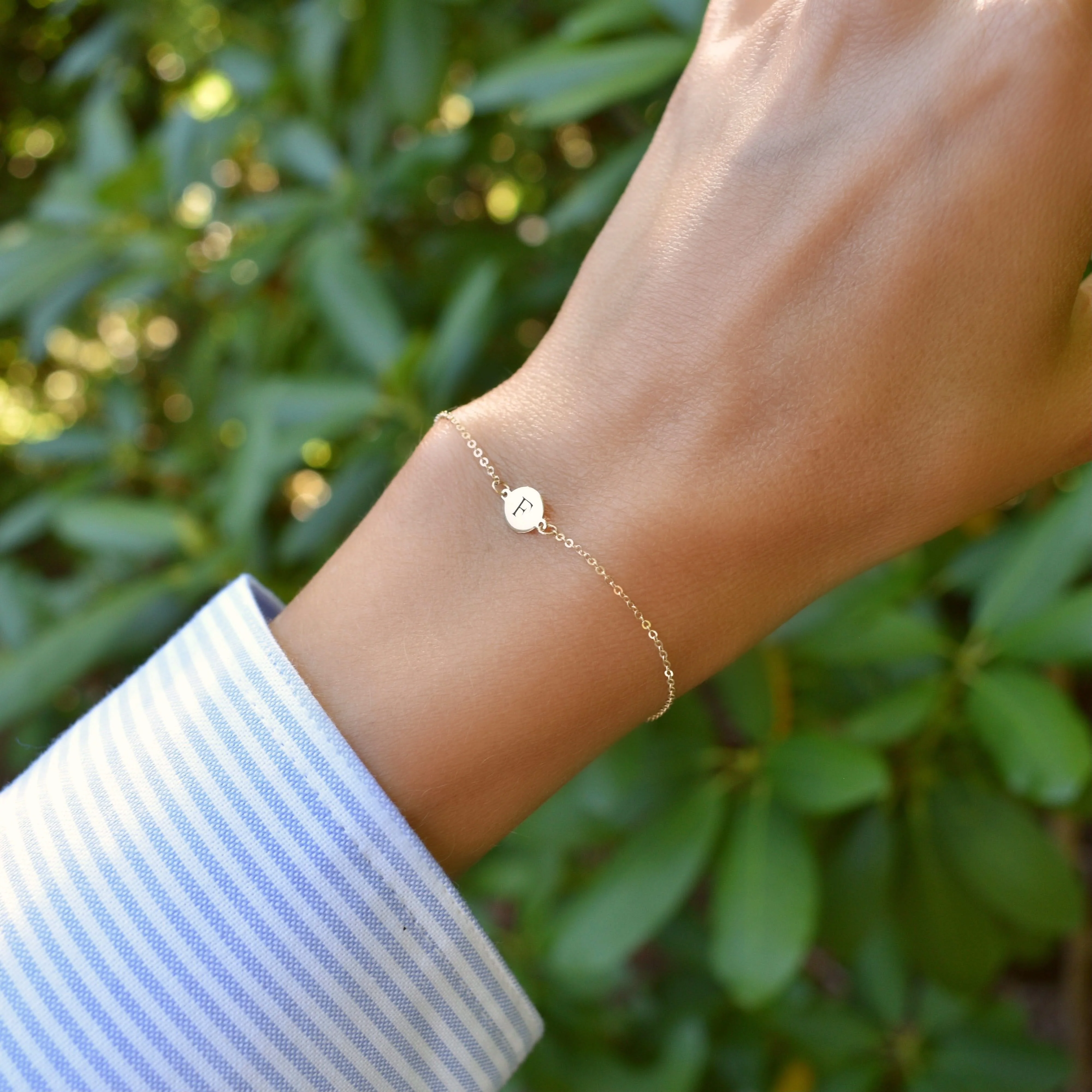 Letter F Bracelet in 14k Gold - Image 2