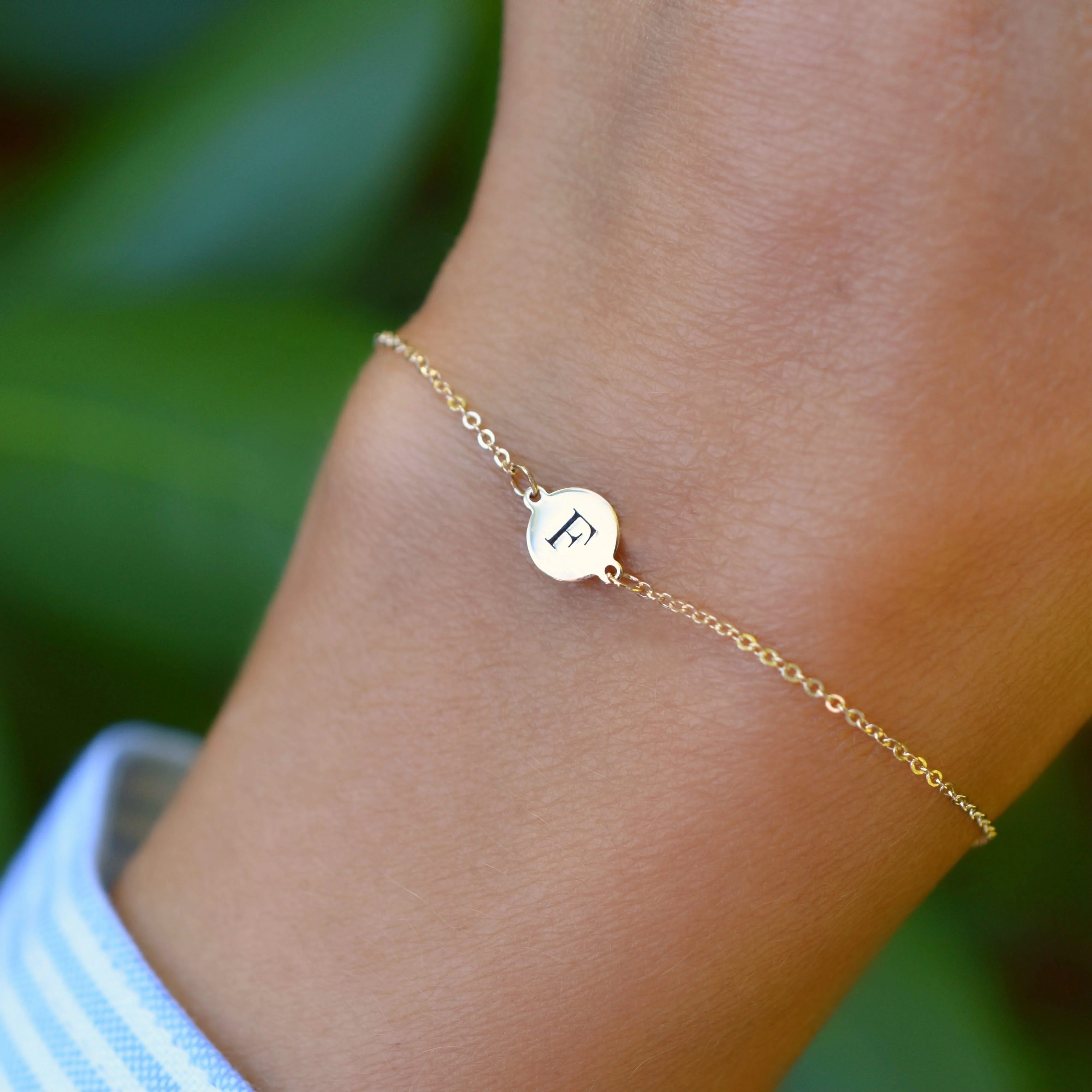 Letter F Bracelet in 14k Gold - Image 3