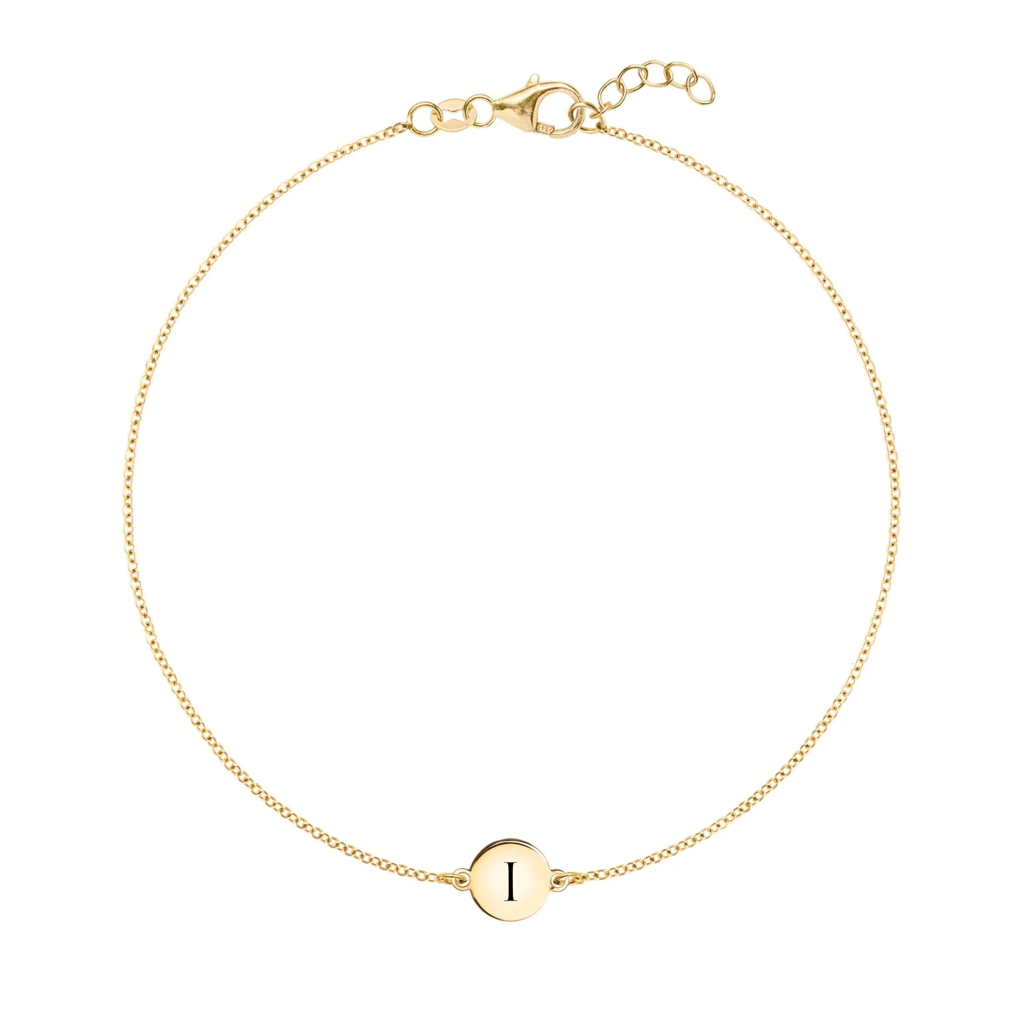 Letter I Bracelet in 14k Gold