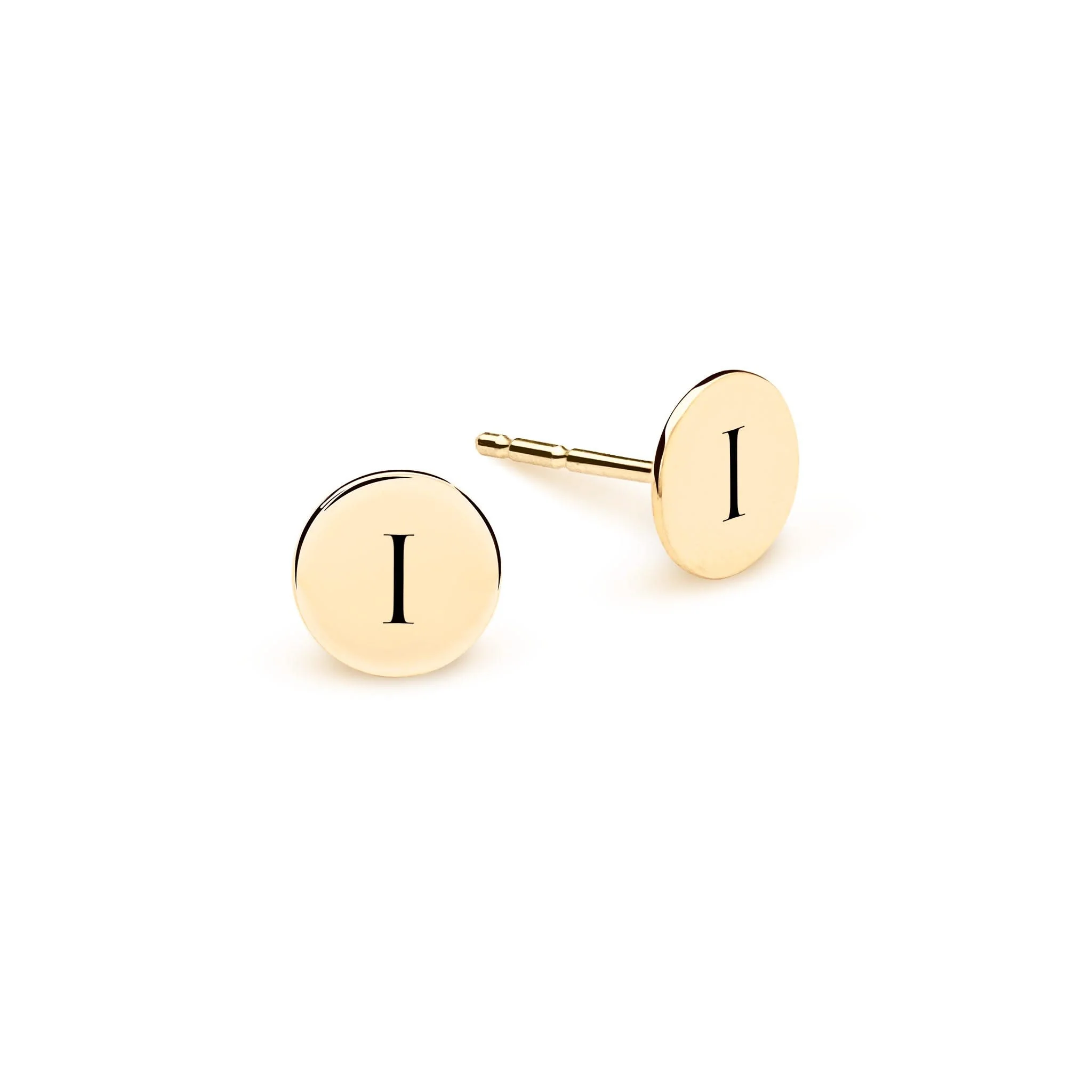 Letter I Stud Earrings in 14k Gold