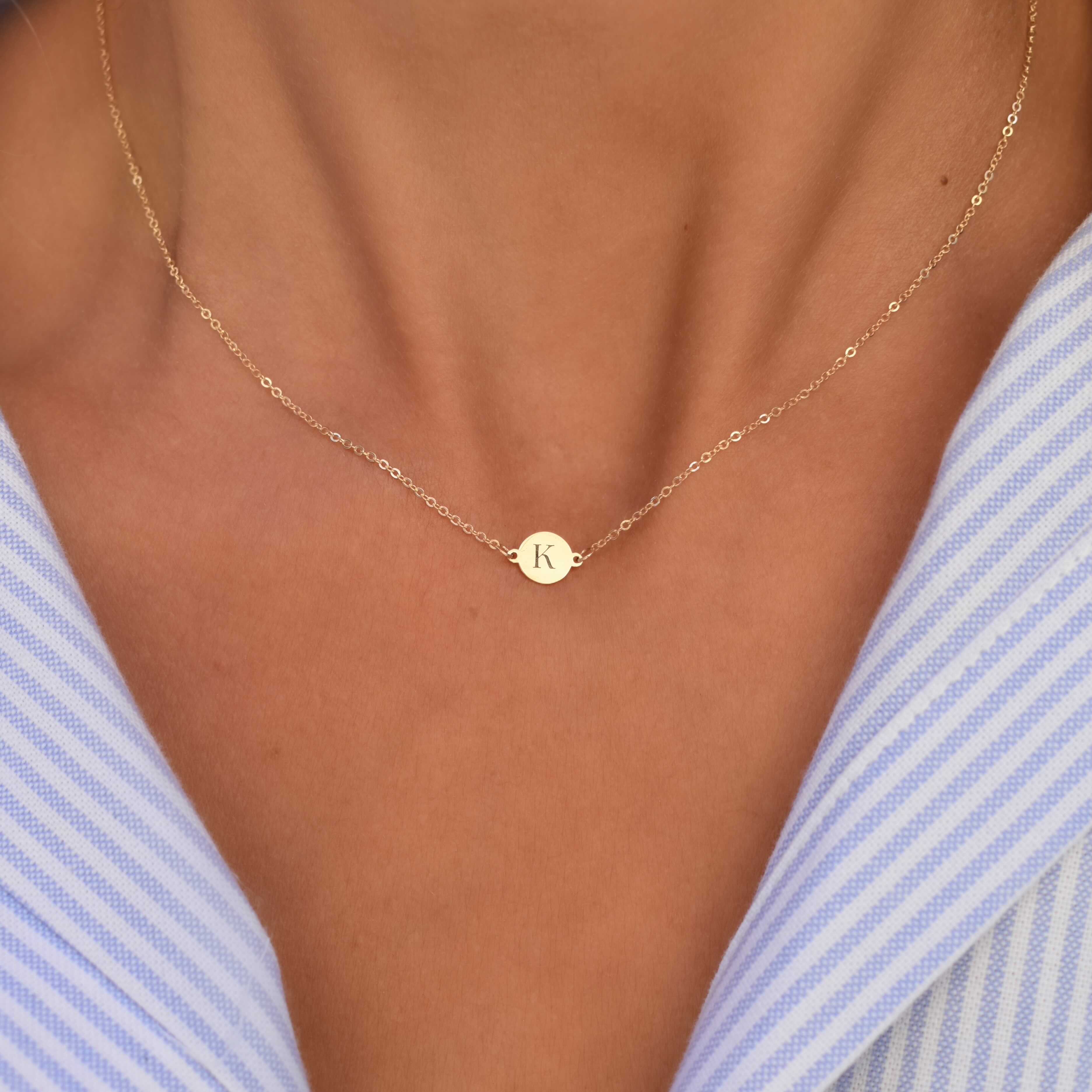 Letter K Necklace in 14k Gold - Image 3