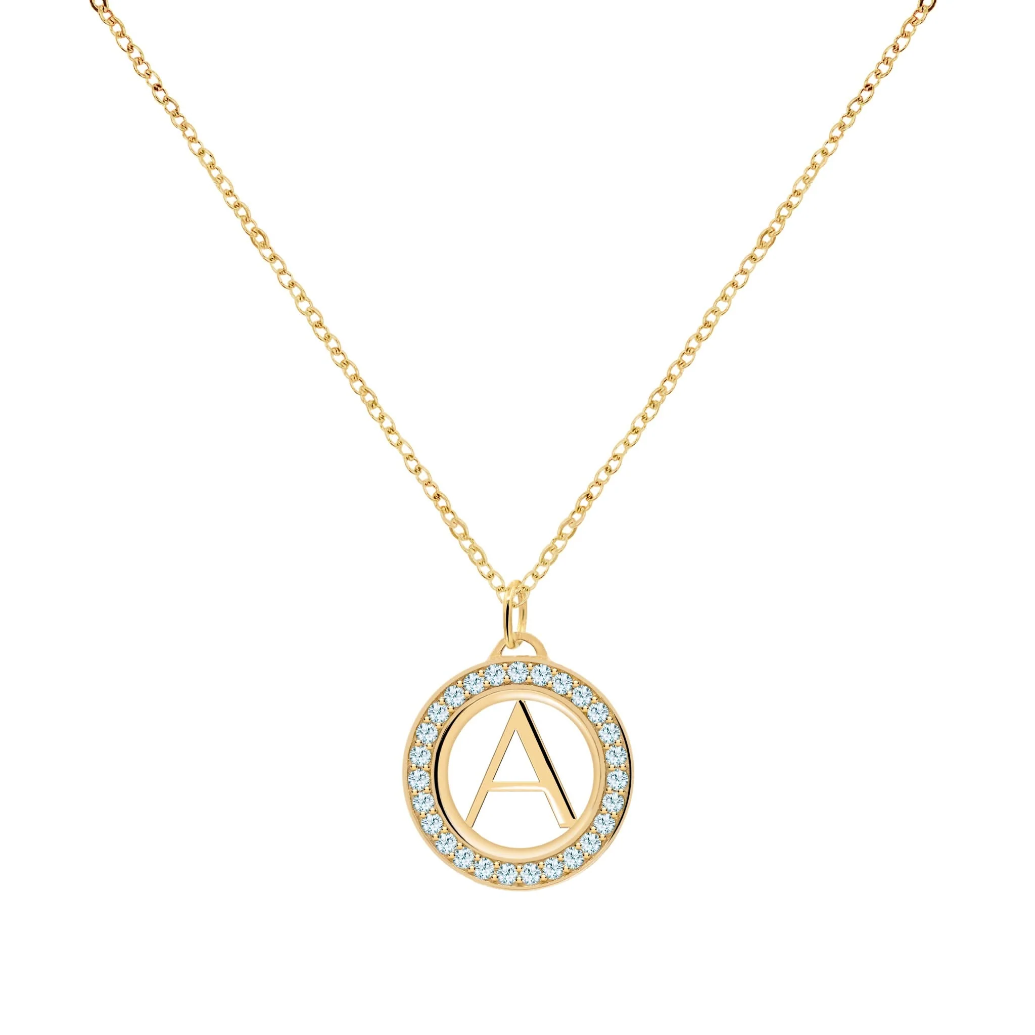 Letter & Nantucket Blue Topaz Pendant in 14k Gold (December) - Image 4