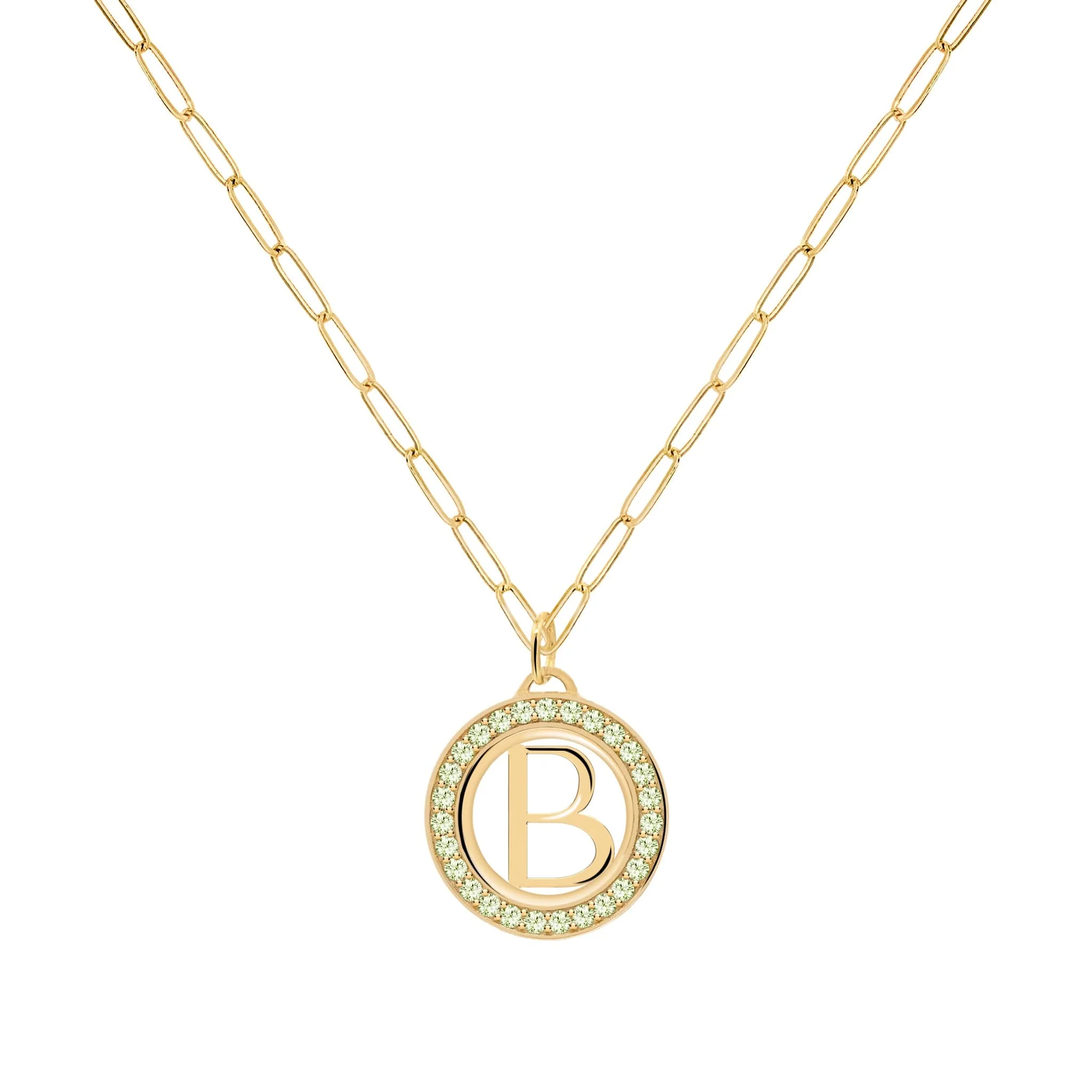 Letter & Peridot Pendant in 14k Gold (August) - Image 5