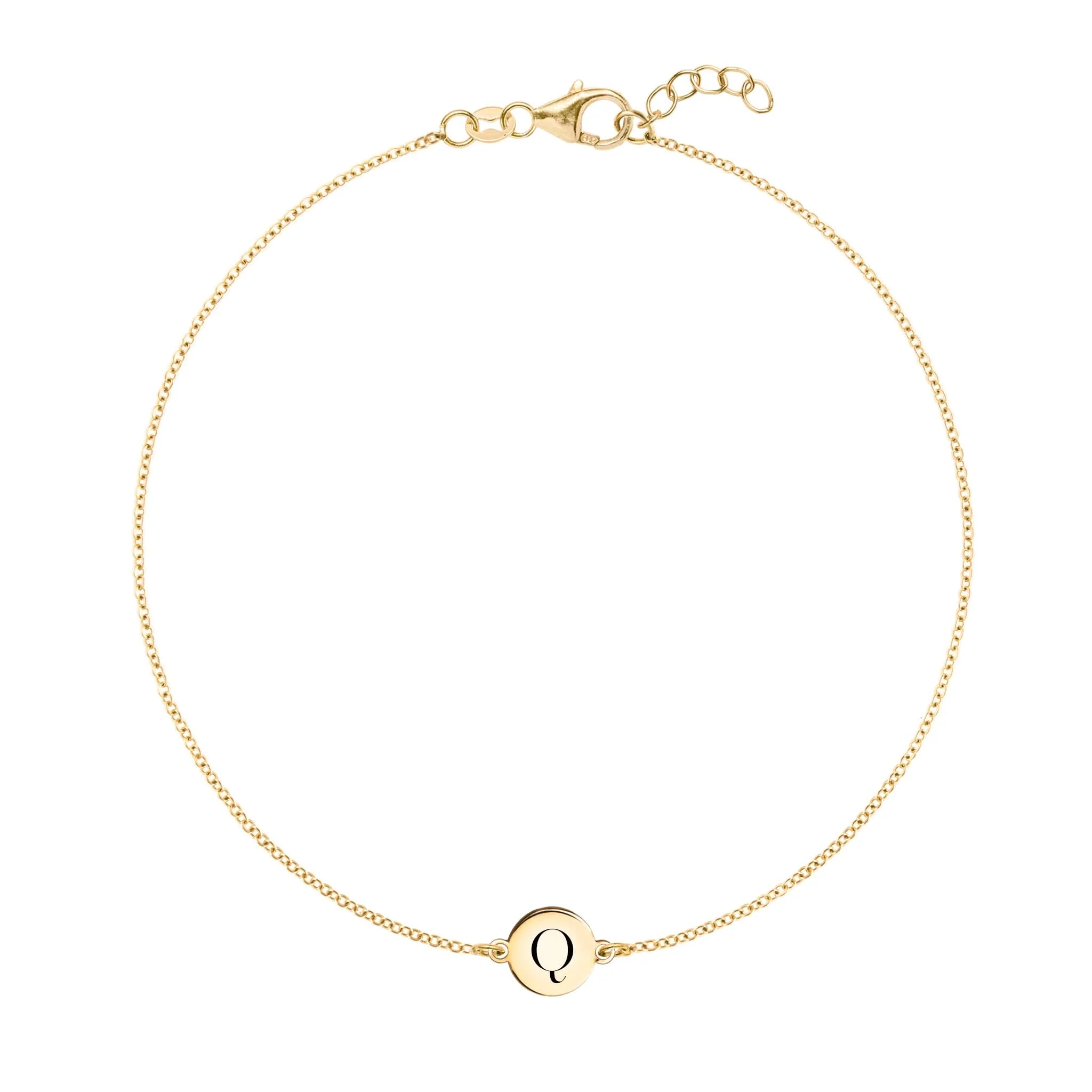 Letter Q Bracelet in 14k Gold