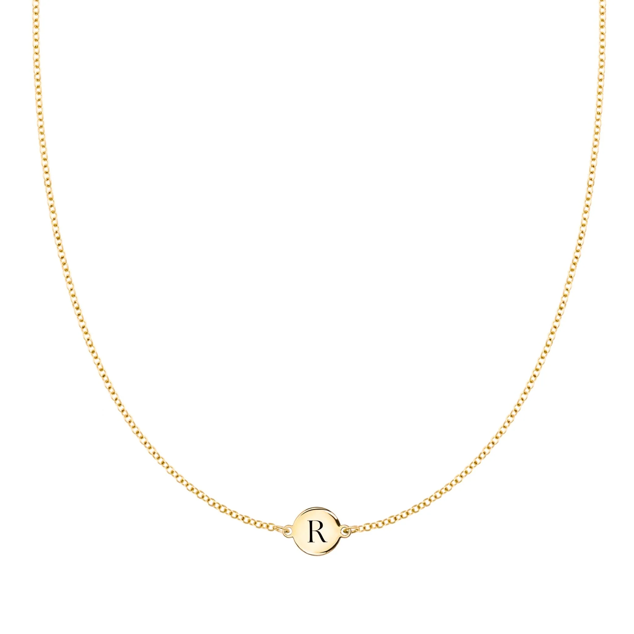 Letter R Necklace in 14k Gold