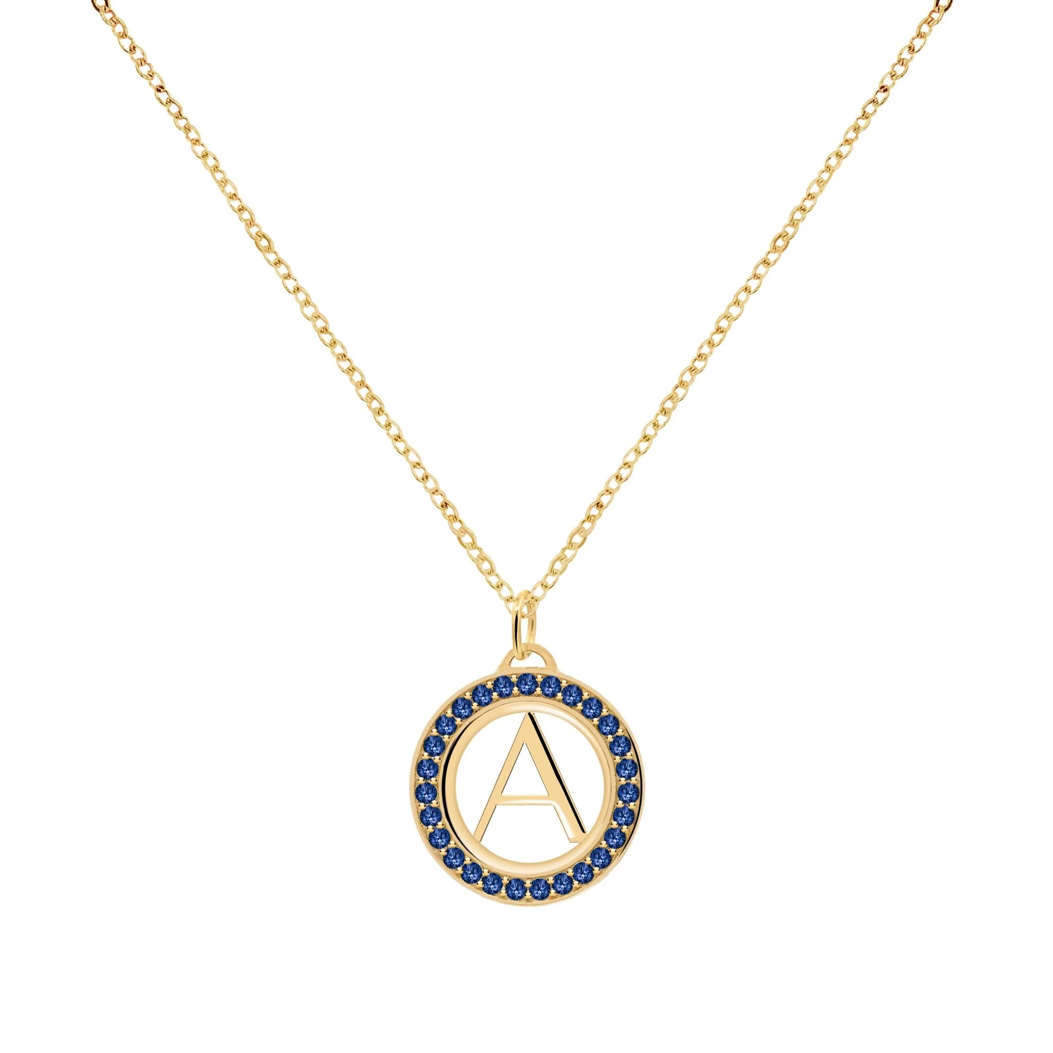 Letter & Sapphire Pendant in 14k Gold (September) - Image 4