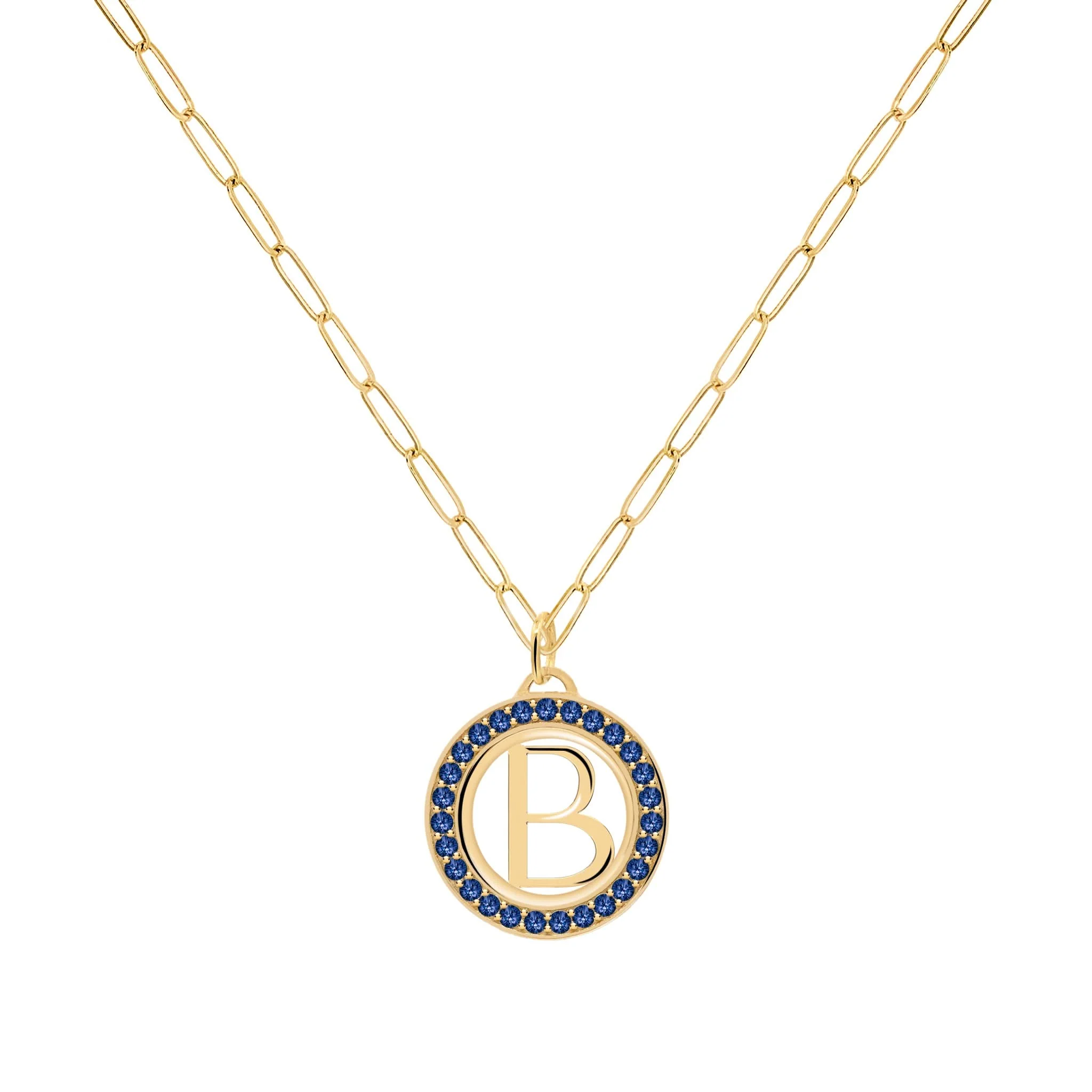 Letter & Sapphire Pendant in 14k Gold (September) - Image 5