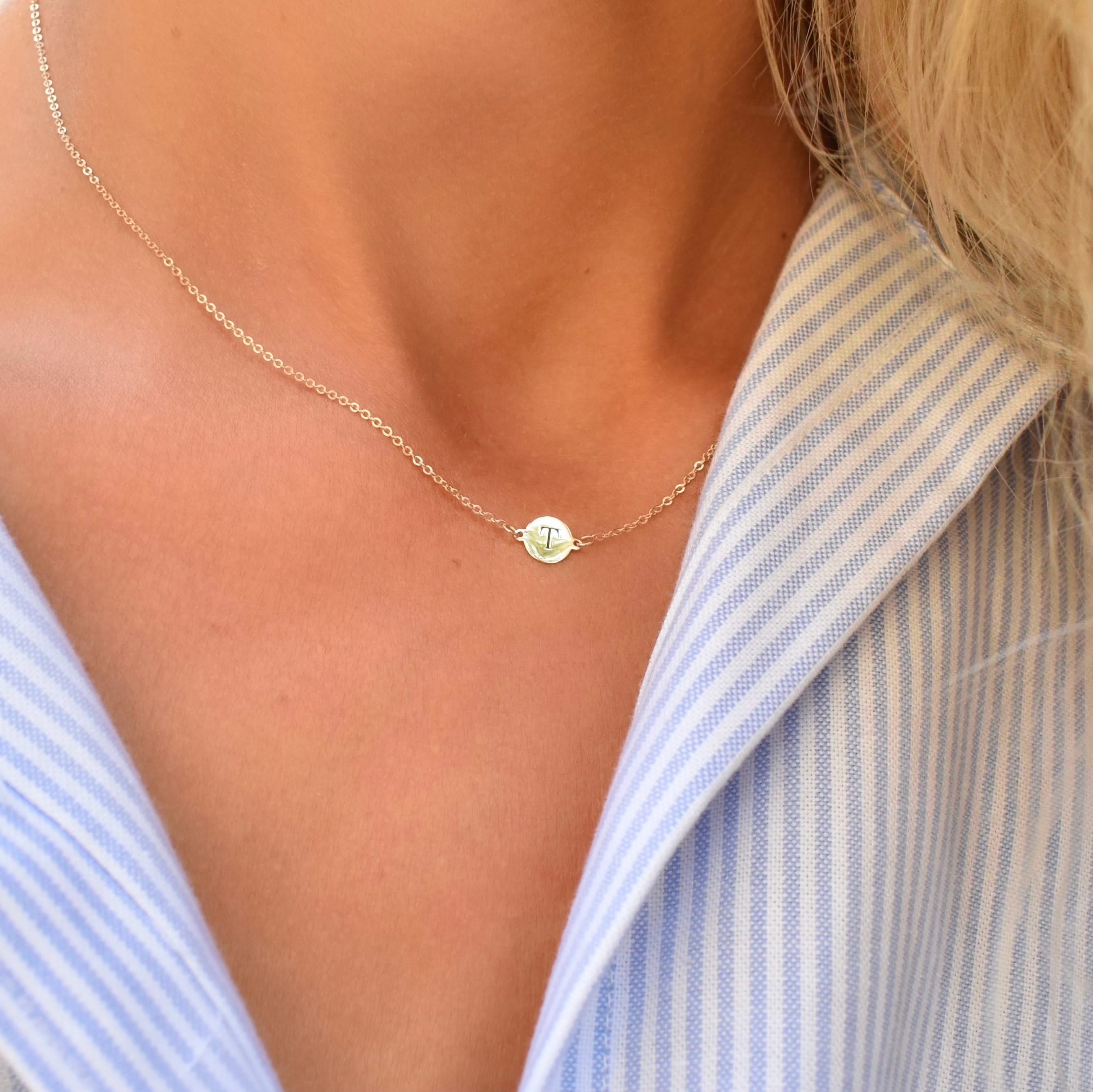 Letter T Necklace in 14k Gold - Image 3