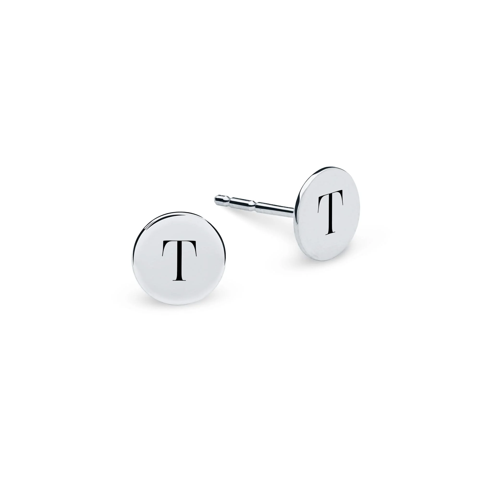 Letter T Stud Earrings in 14k Gold - Image 5