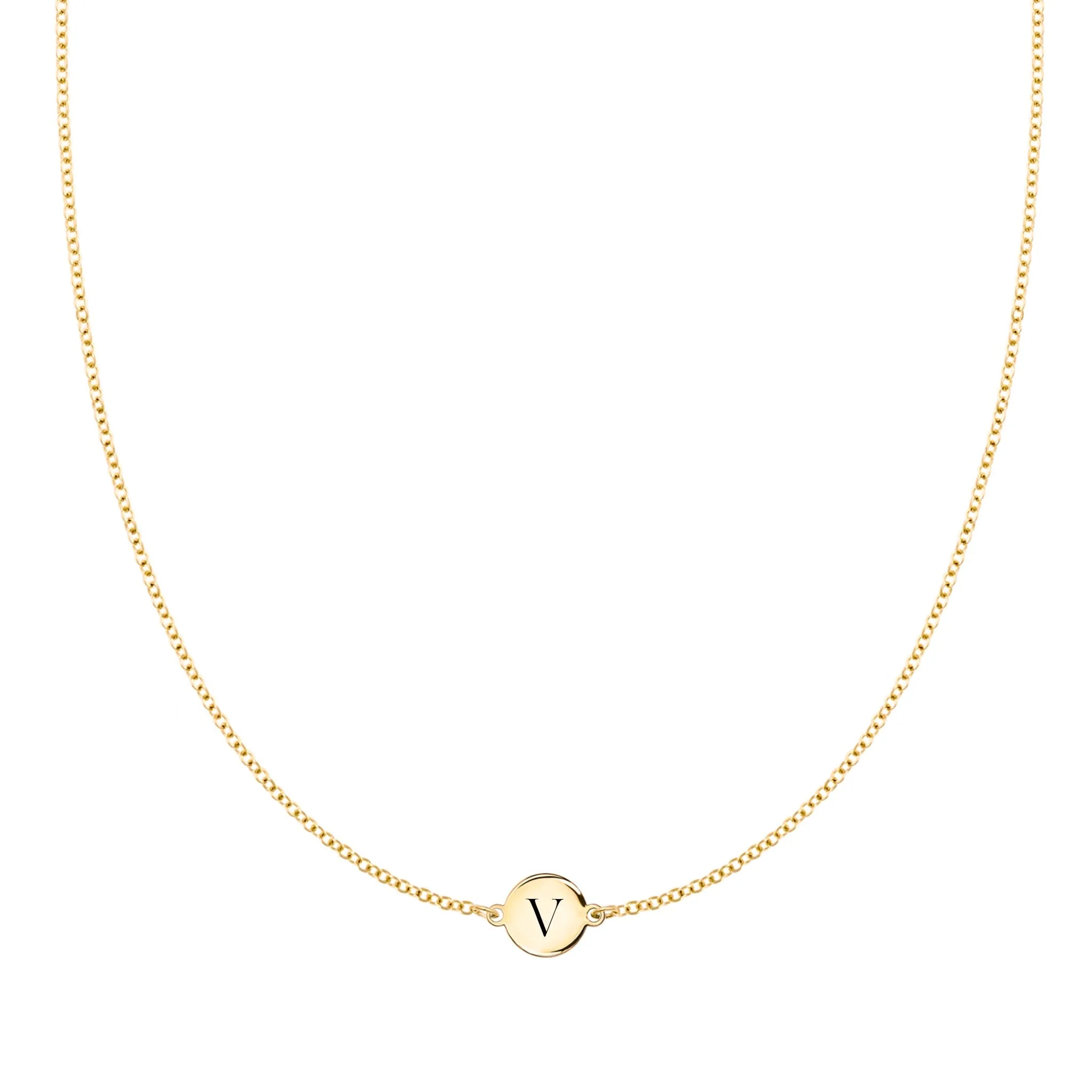 Letter V Necklace in 14k Gold