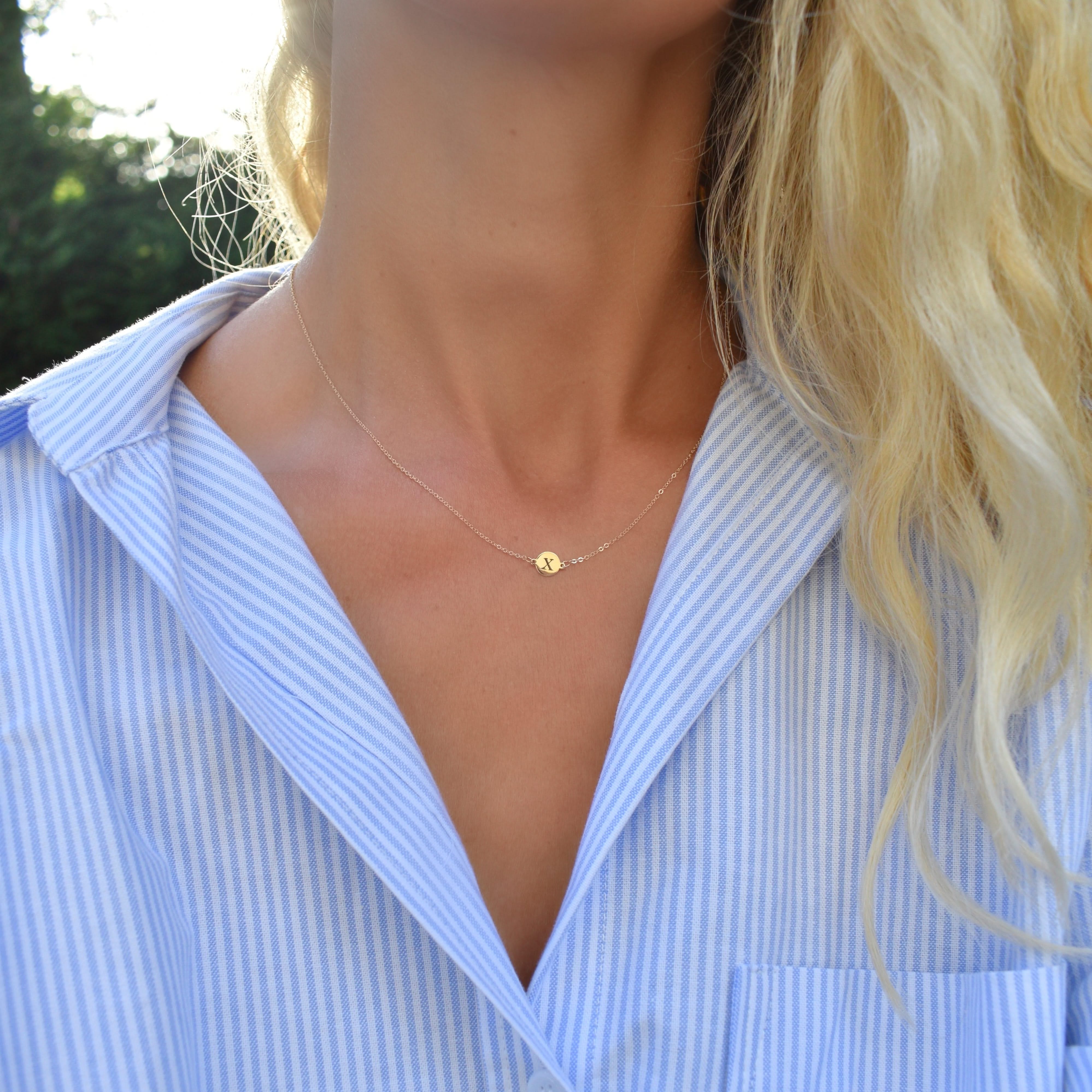 Letter X Necklace in 14k Gold - Image 2