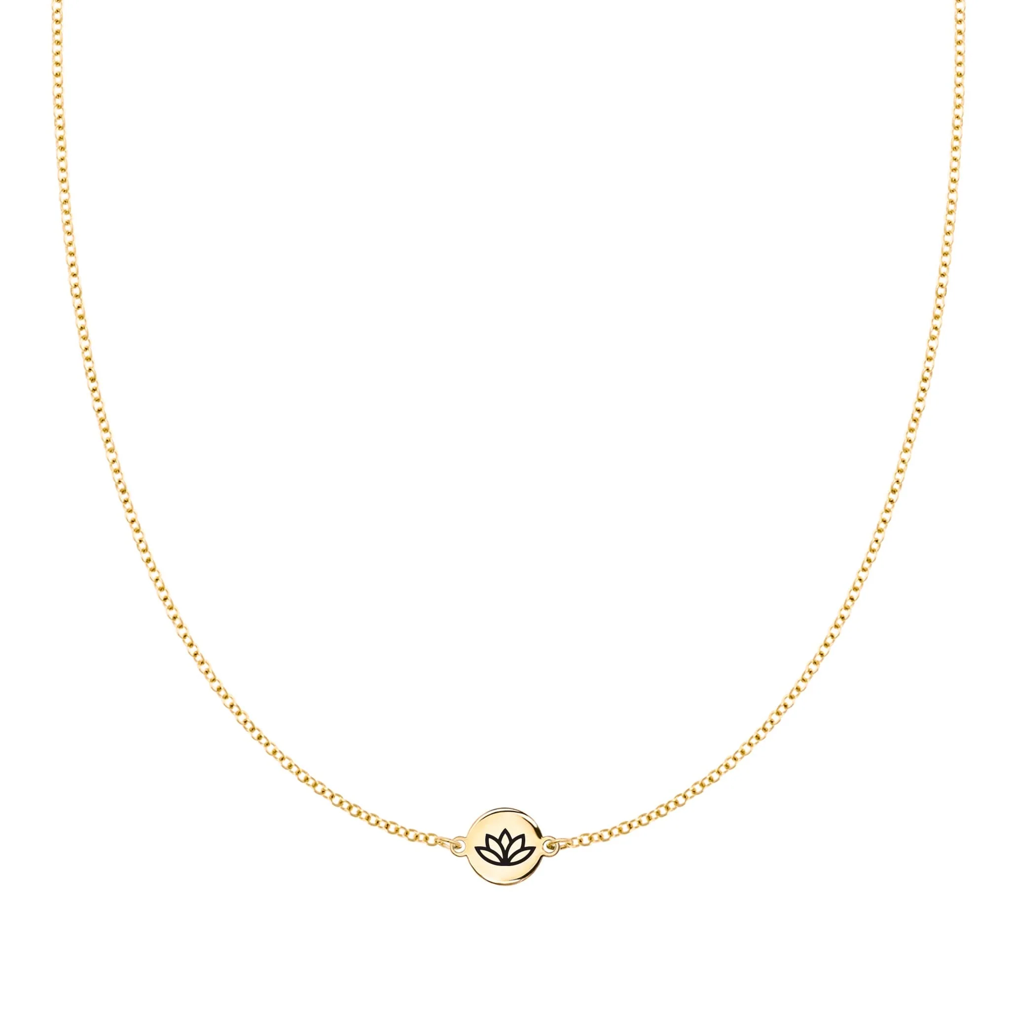 Lotus Disc Necklace in 14k Gold