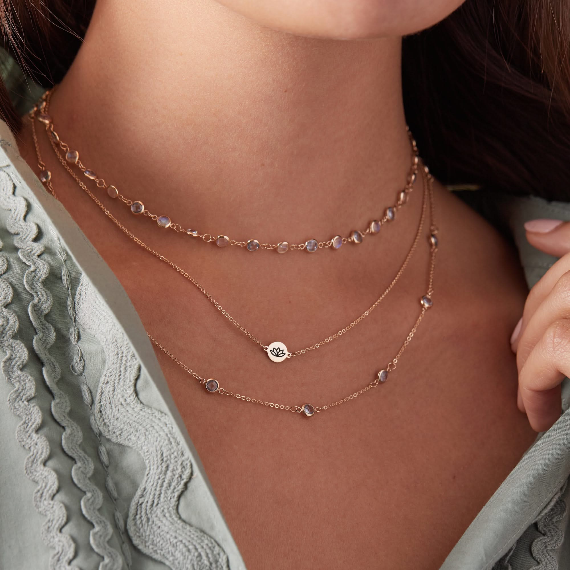 Lotus Disc Necklace in 14k Gold - Image 3