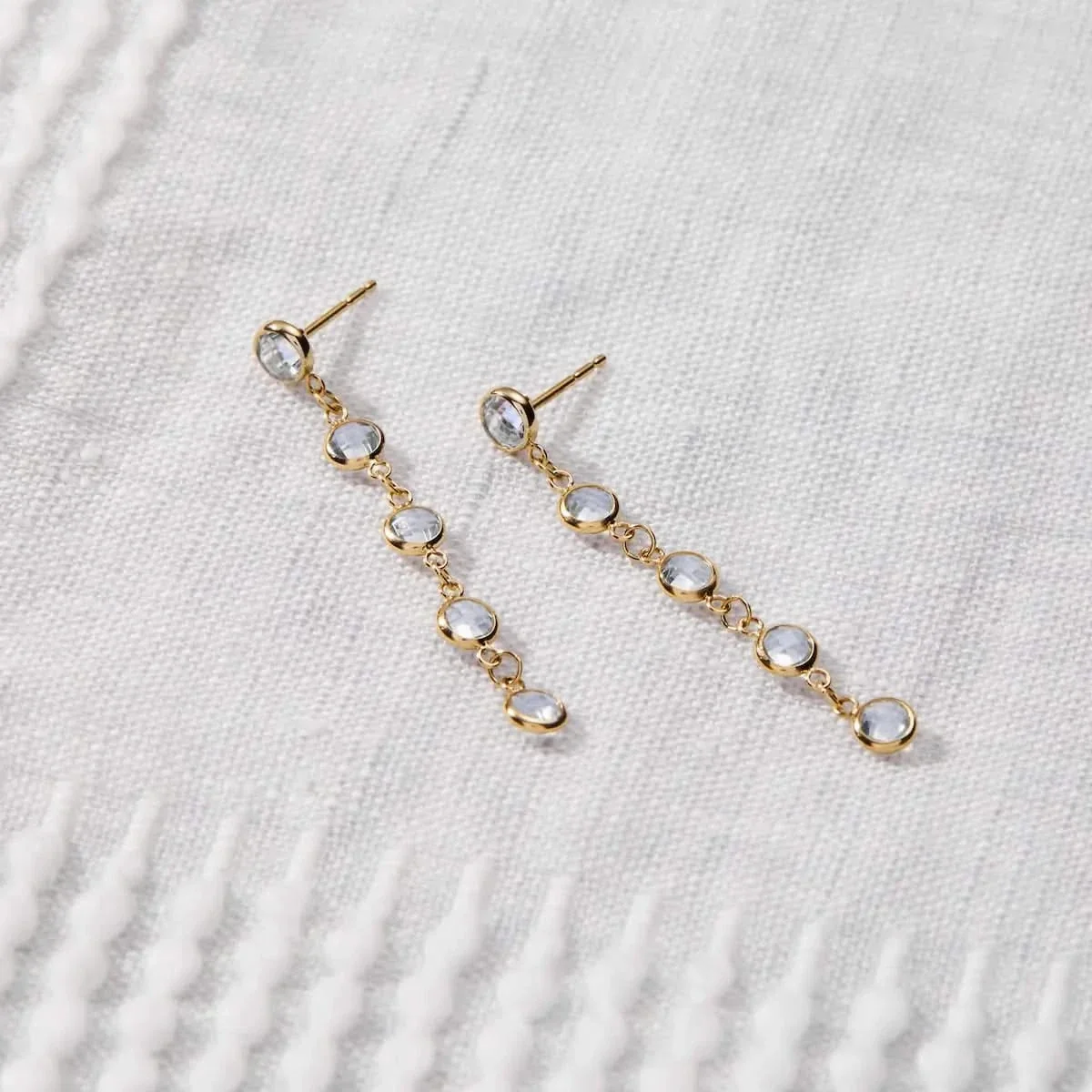 Newport Aquamarine Earrings in 14k Gold (March) - Image 3