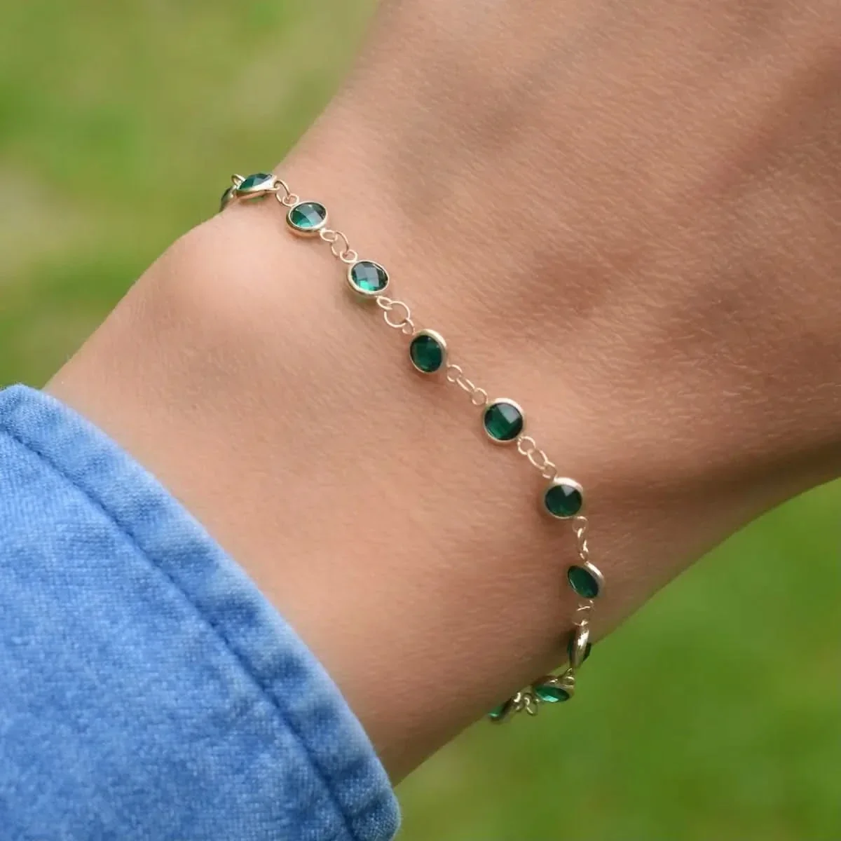 Newport Emerald Bracelet in 14k Gold (May) - Image 11
