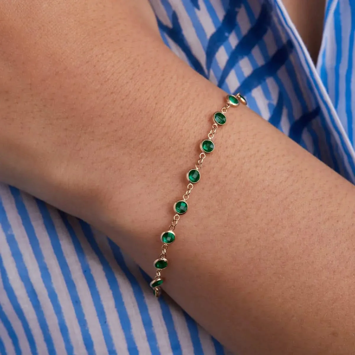 Newport Emerald Bracelet in 14k Gold (May) - Image 3