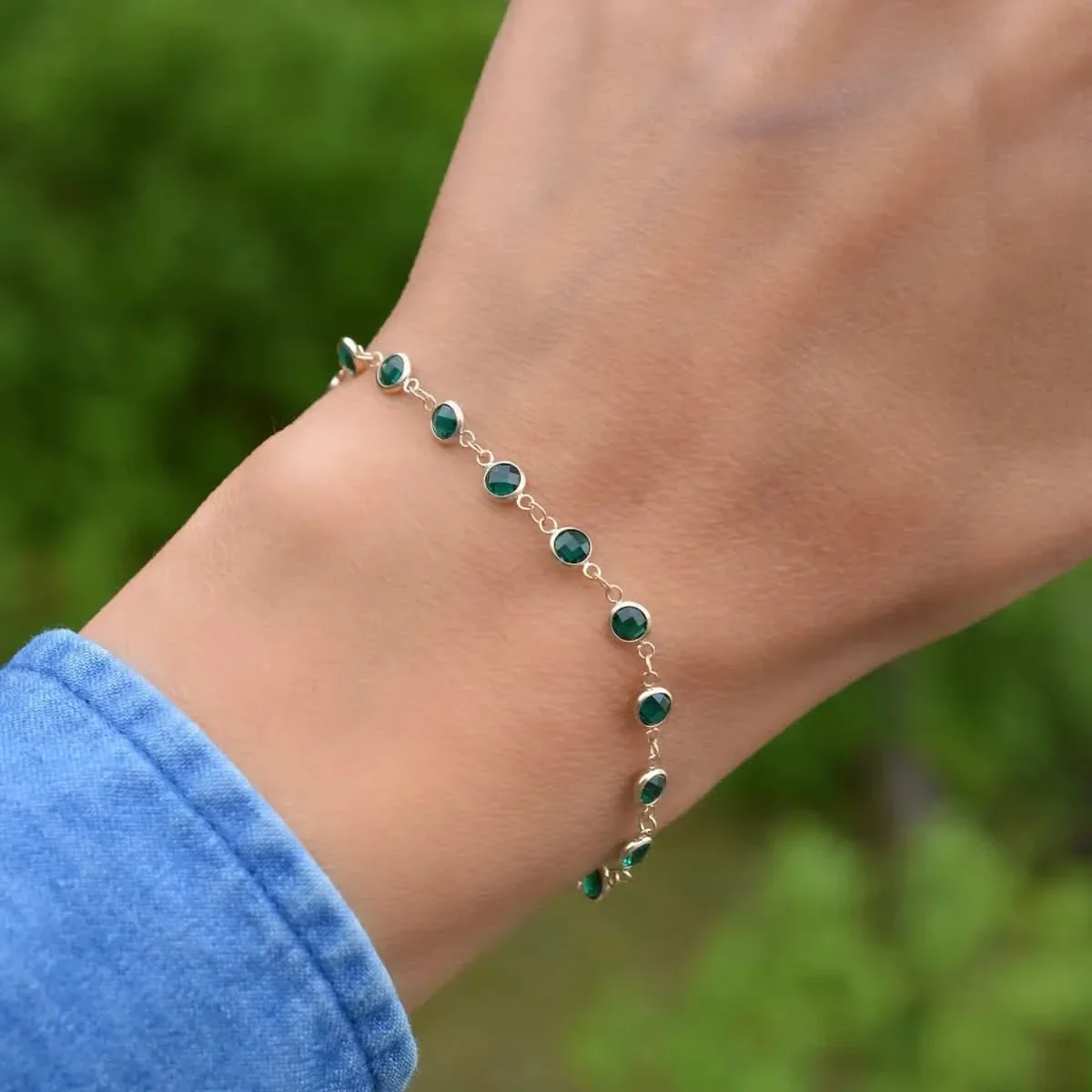 Newport Emerald Bracelet in 14k Gold (May) - Image 6