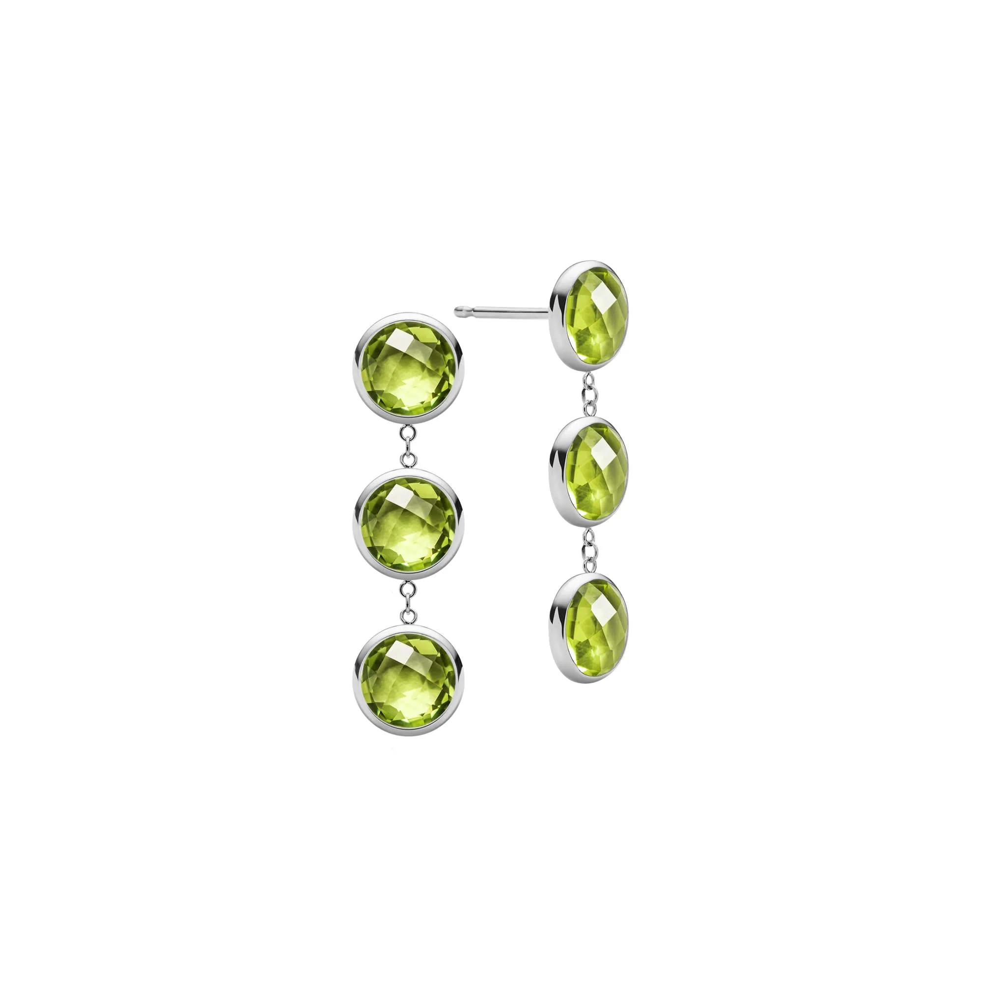 Newport Grand 3 Peridot Earrings in 14k Gold (August) - Image 5