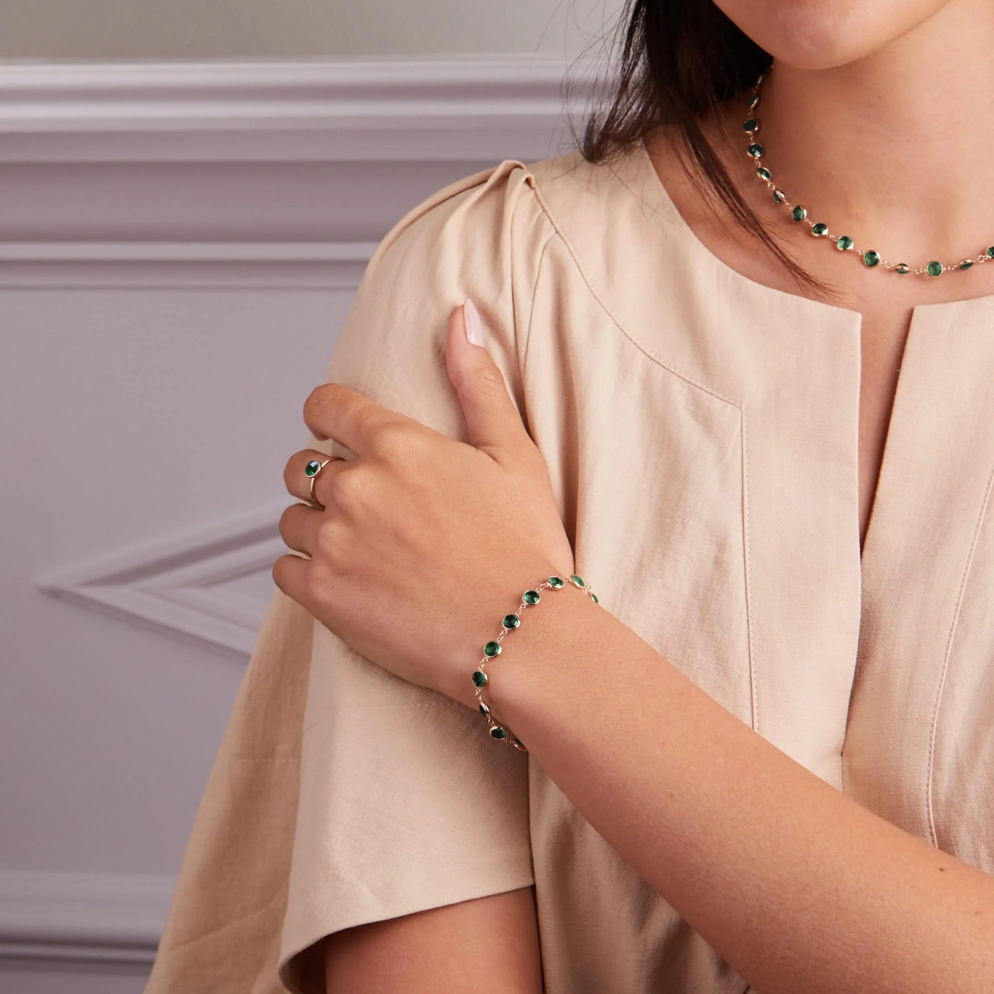 Newport Grand Emerald Bracelet in 14k Gold (May) - Image 2