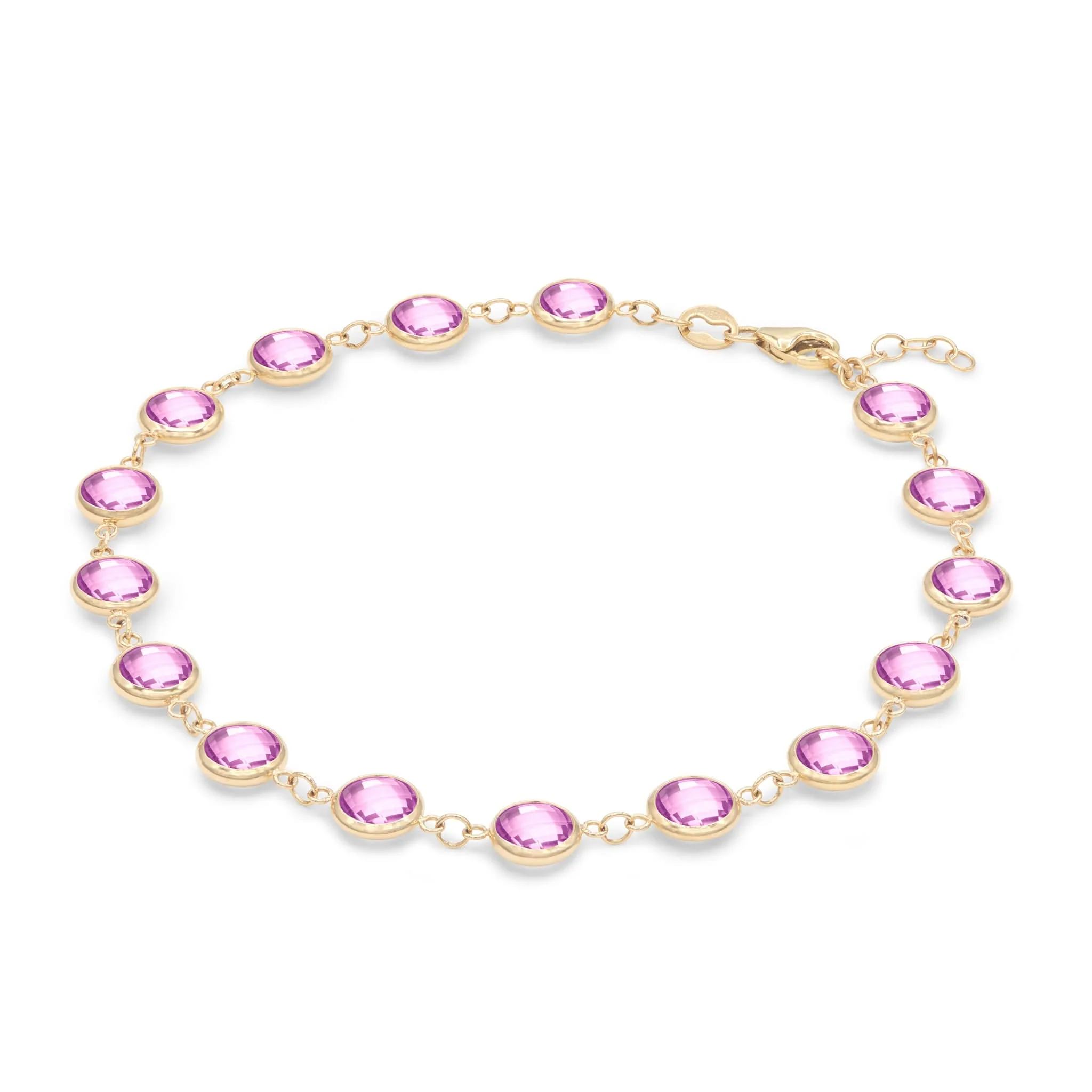 Newport Grand Pink Sapphire Bracelet in 14k Gold (October) - Image 5