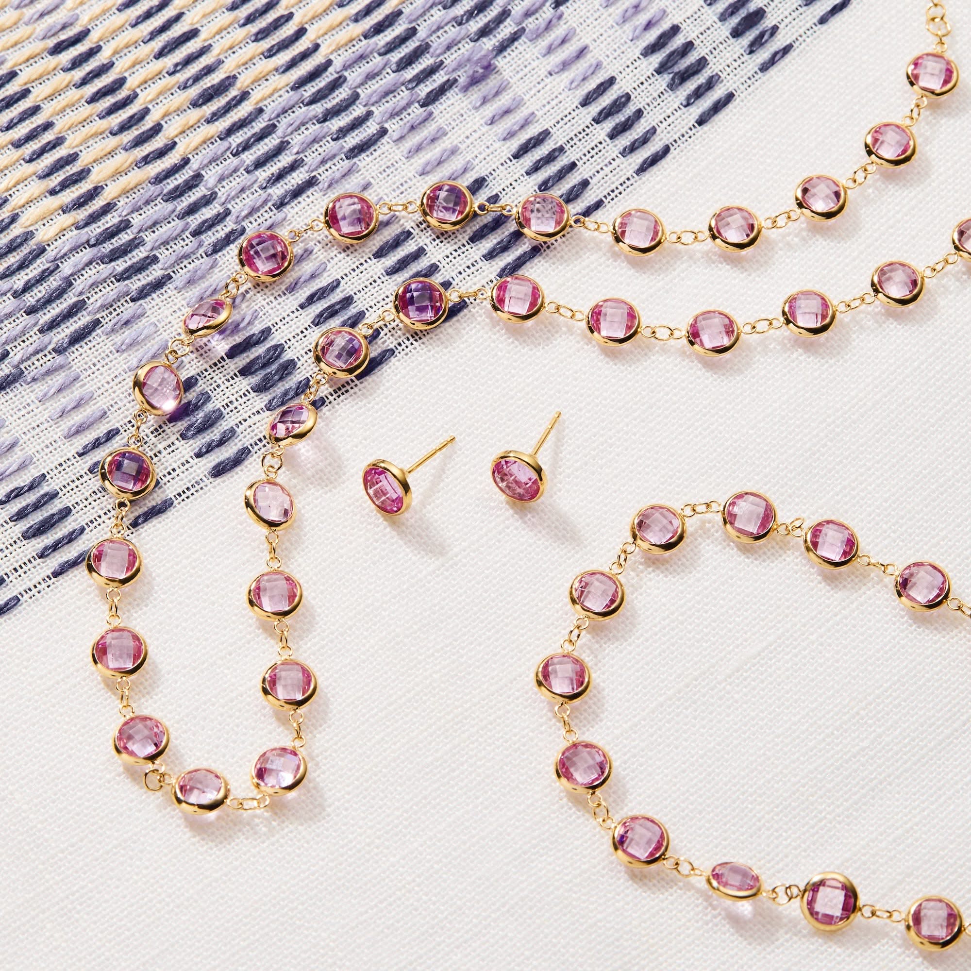 Newport Grand Pink Sapphire Bracelet in 14k Gold (October) - Image 6