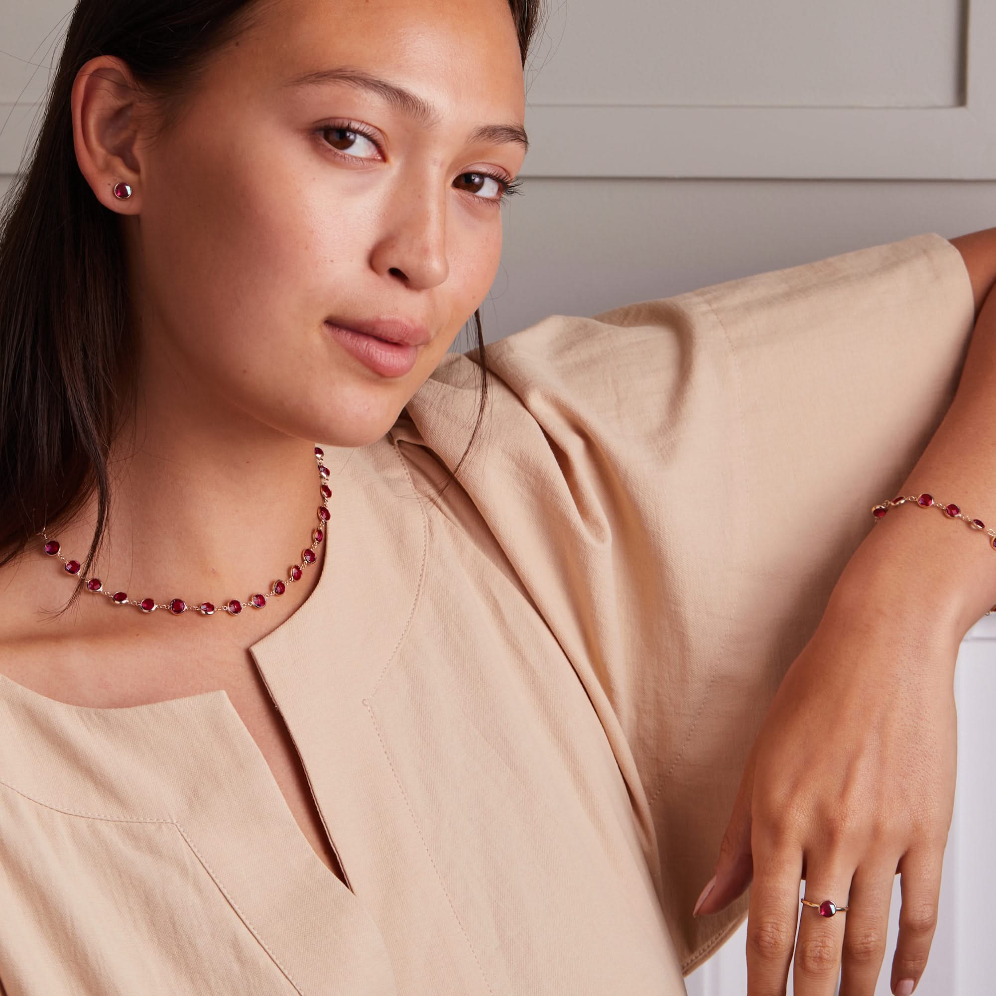 Newport Grand Ruby Necklace in 14k Gold (July) - Image 2