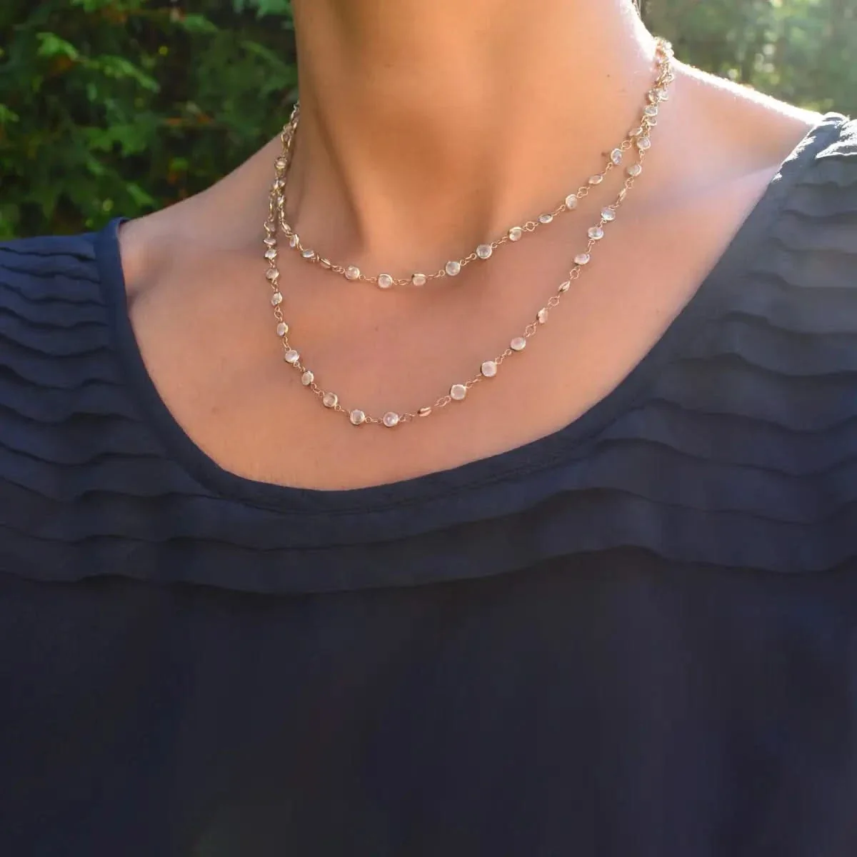 Newport Moonstone Long Necklace in 14k Gold (June) - Image 3