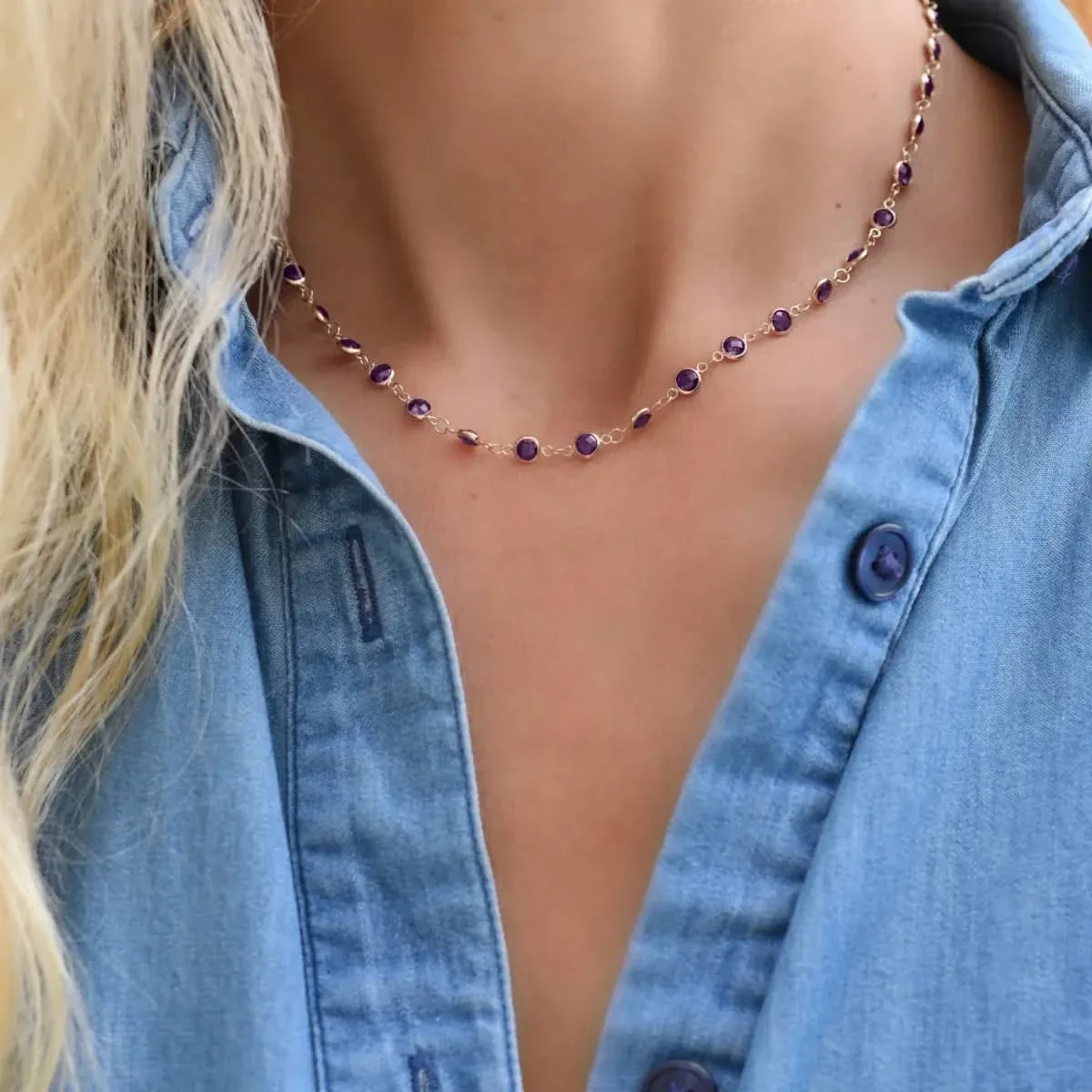 Newport Amethyst Necklace in 14k Gold (February) - Image 6