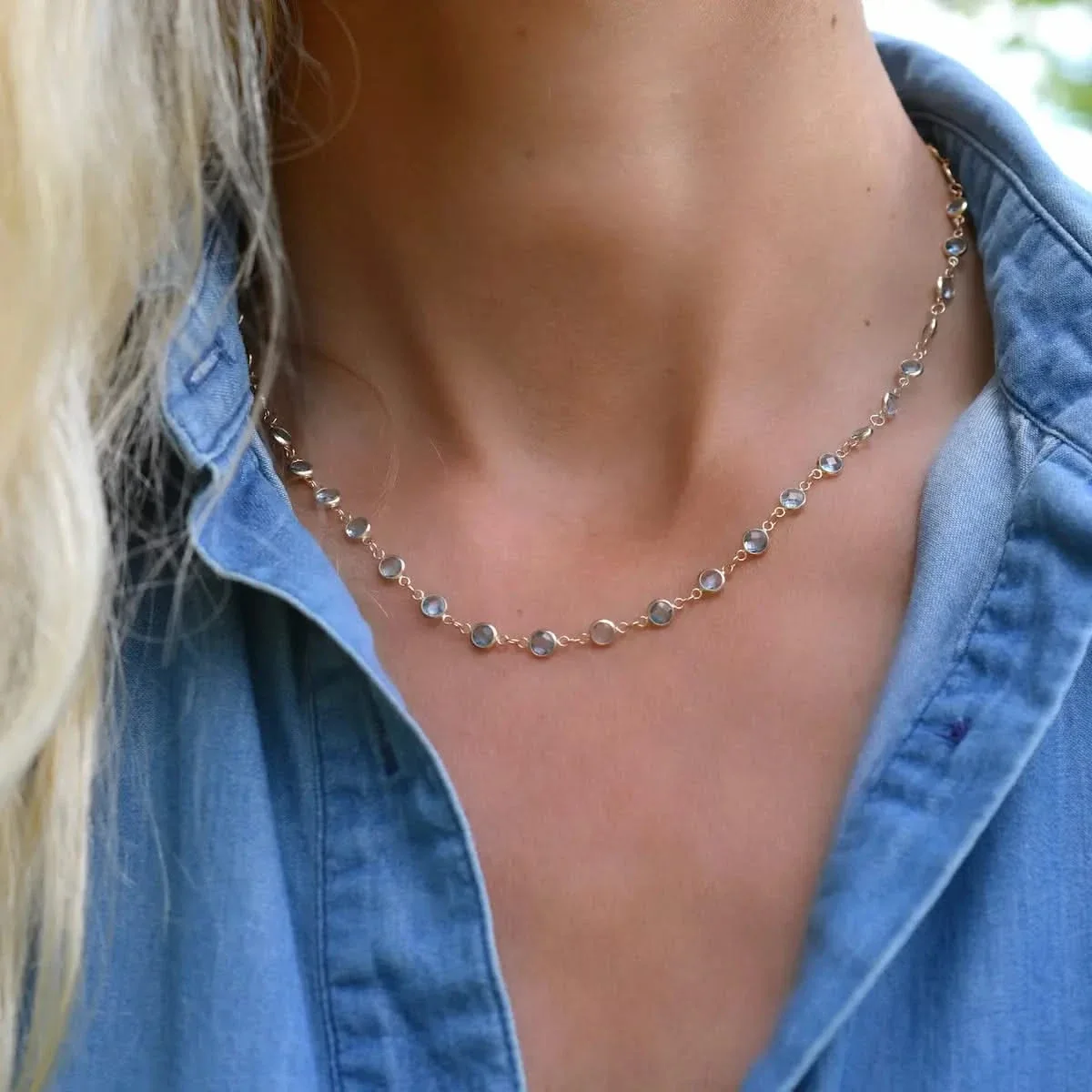 Newport Nantucket Blue Topaz Necklace in 14k Gold (December) - Image 9