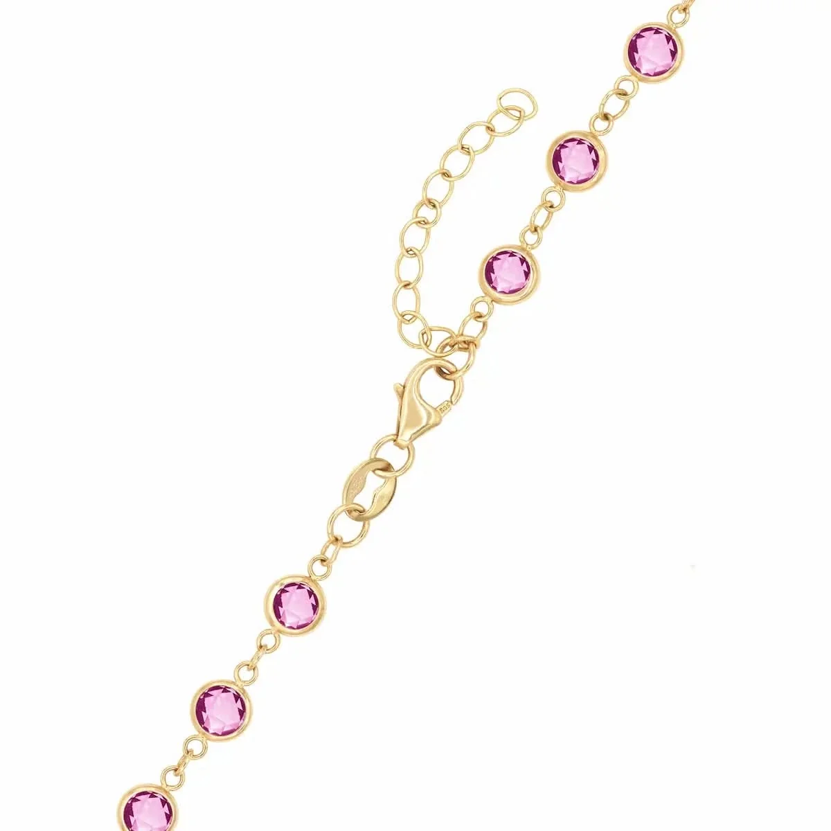 Newport Pink Sapphire Bracelet in 14k Gold (October) - Image 5