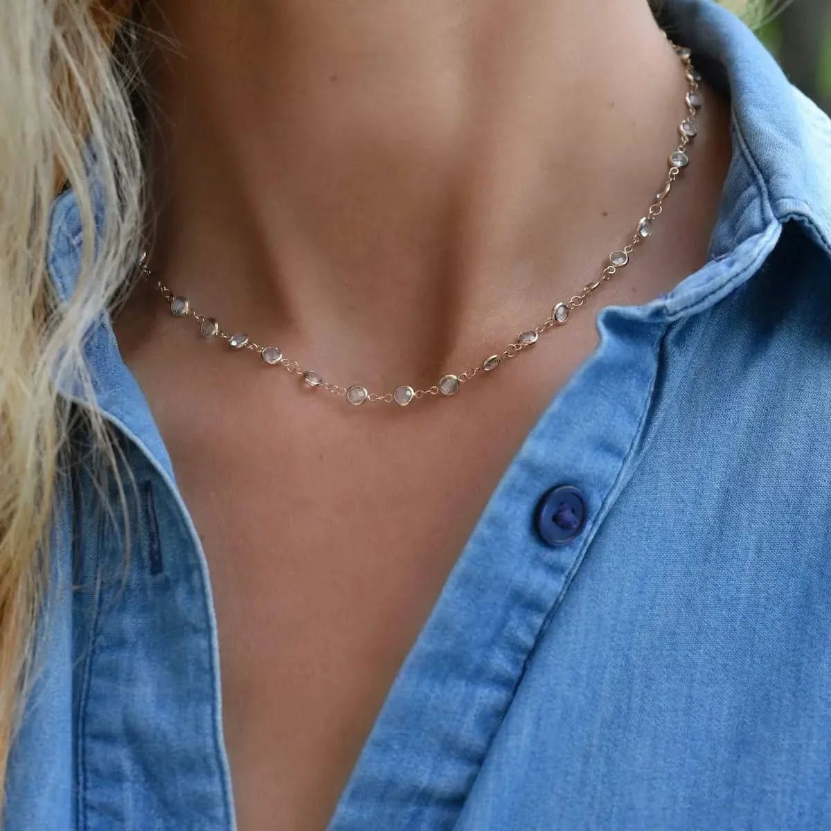 Newport White Topaz Necklace in 14k Gold (April) - Image 2