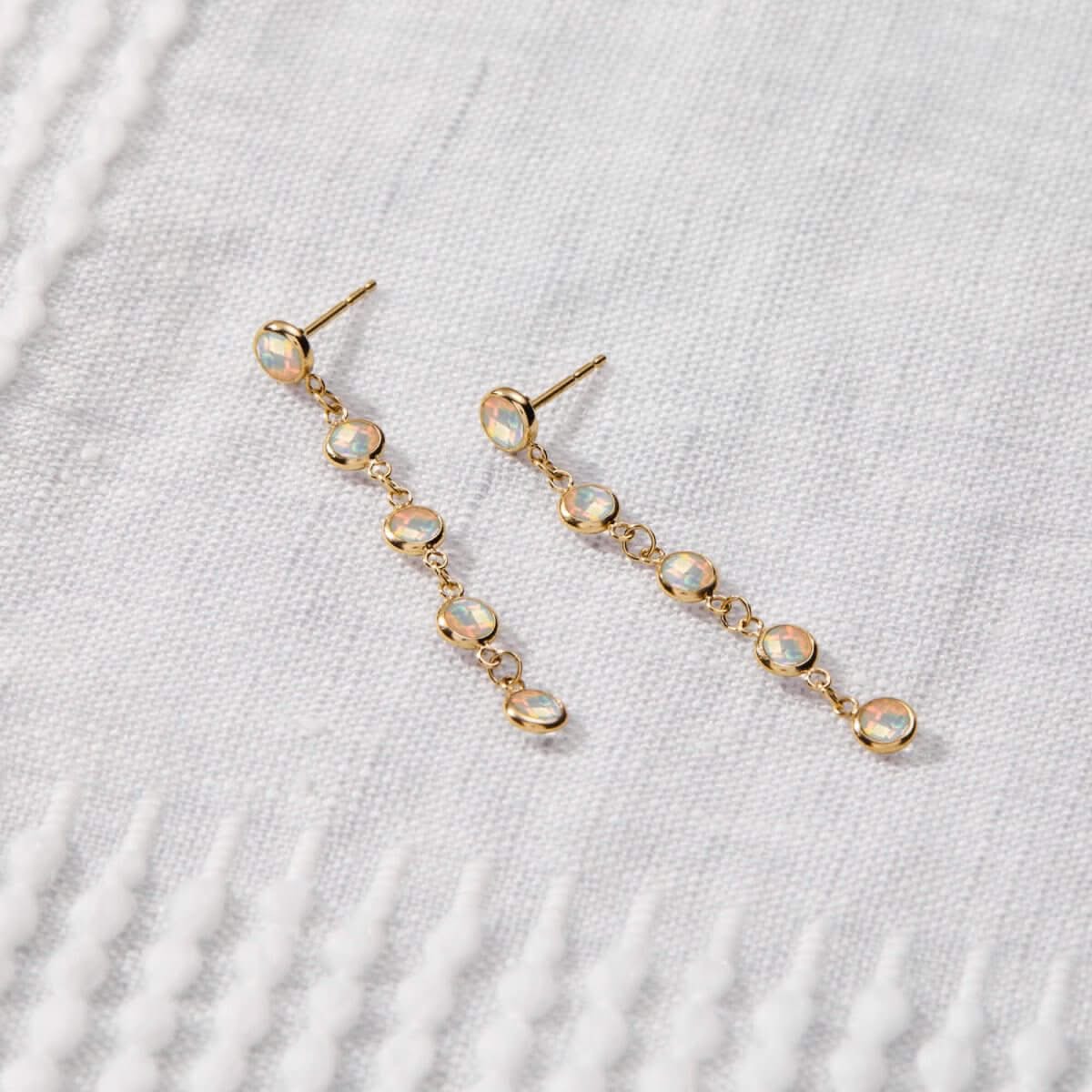 Newport Opal Earrings in 14k Gold (October) - Image 3