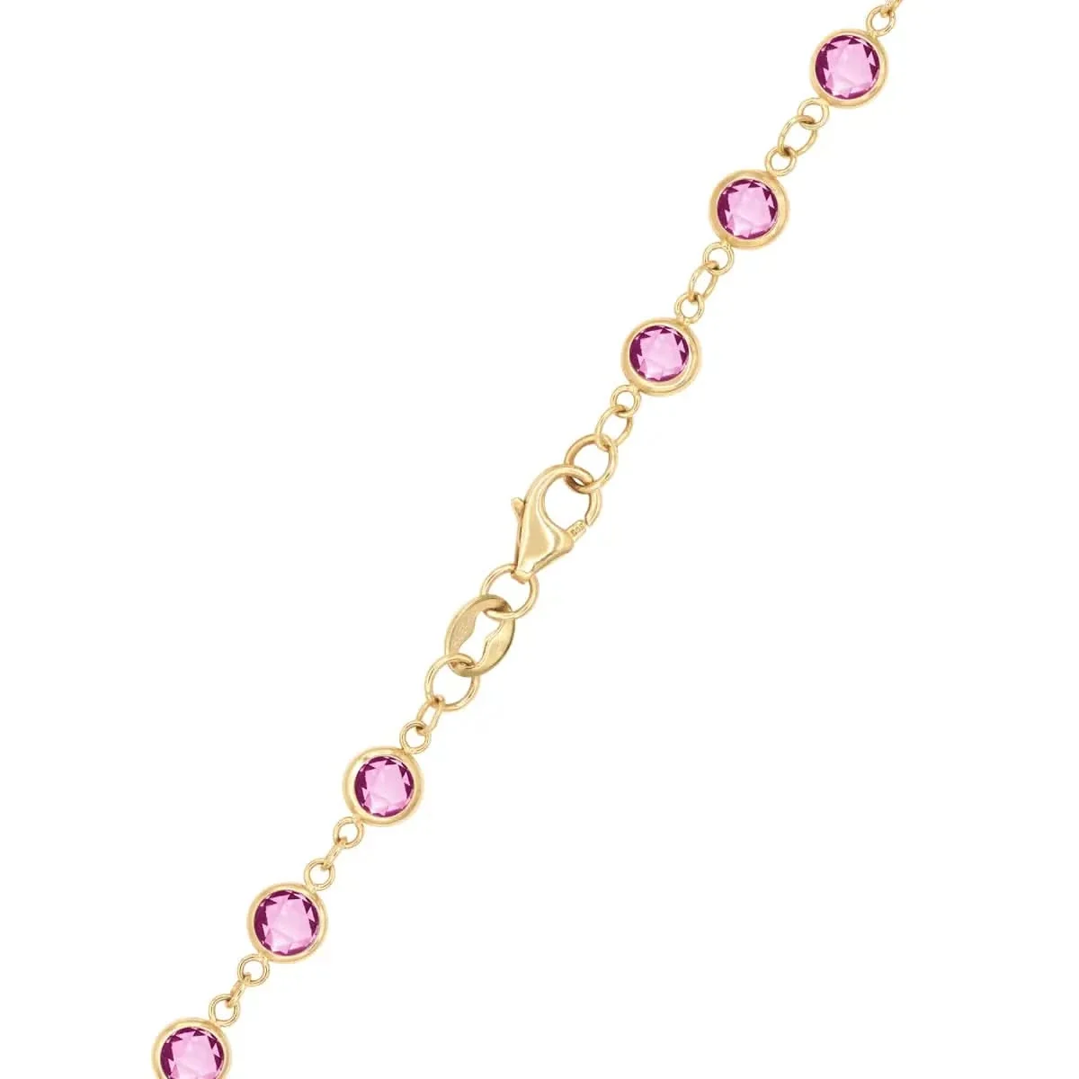 Newport Pink Sapphire Long Necklace in 14k Gold (October) - Image 4
