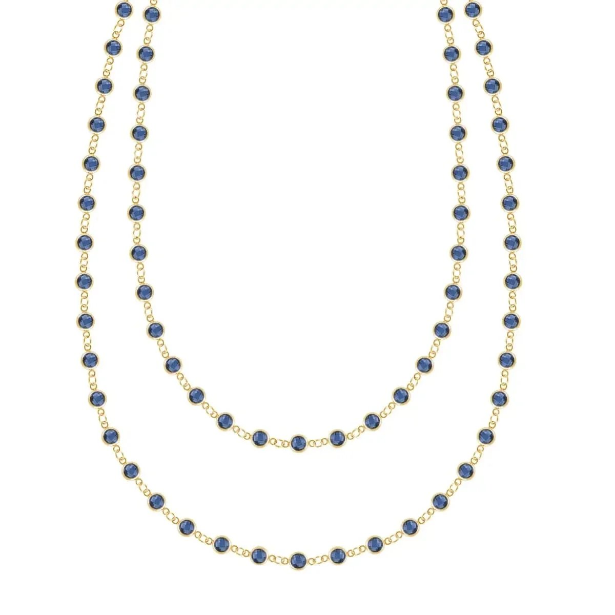 Newport Sapphire Long Necklace in 14k Gold (September)