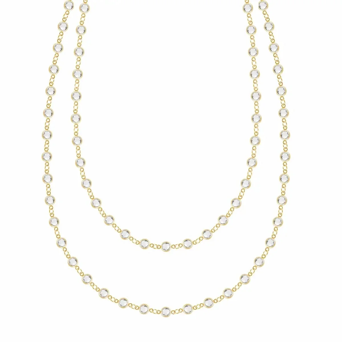 Newport White Topaz Long Necklace in 14k Gold (April)