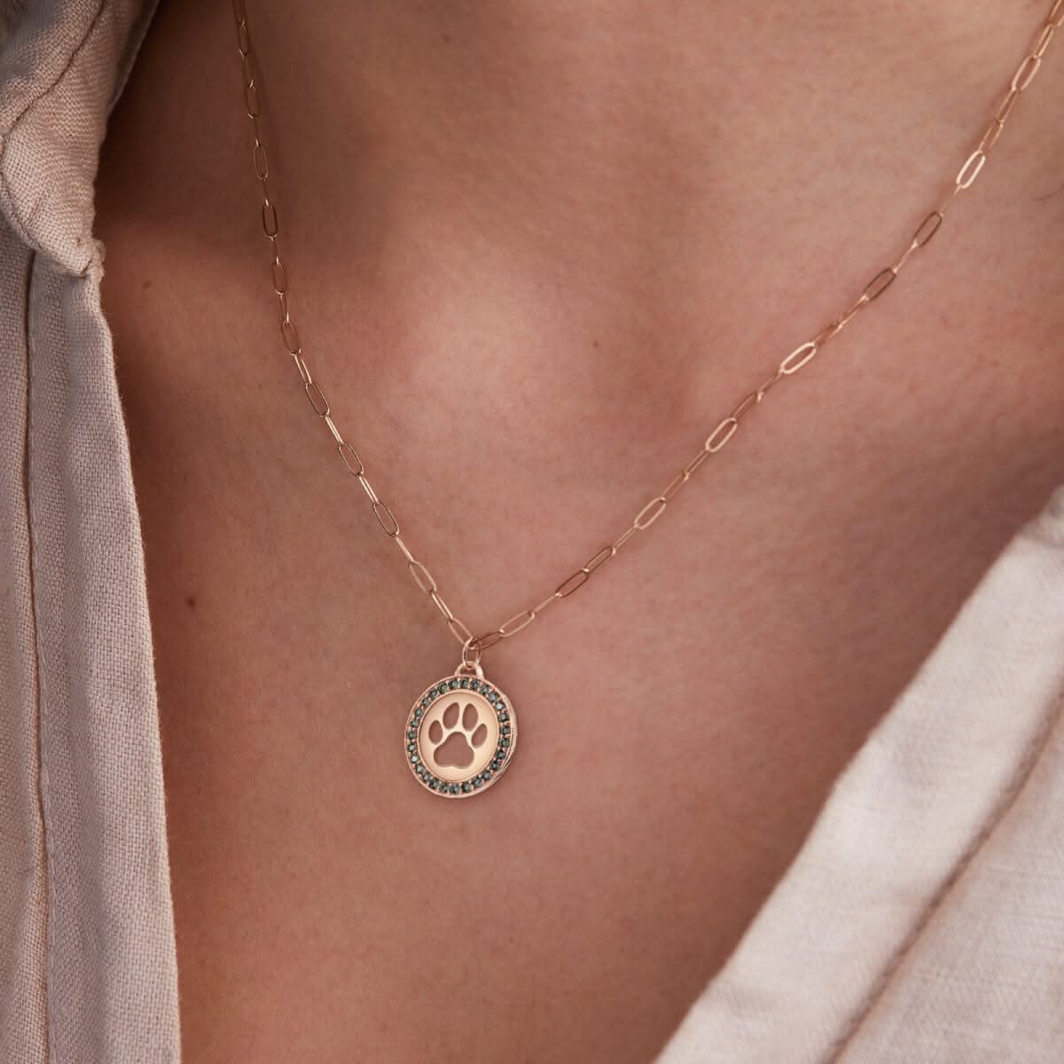 Paw & Birthstone Pendant in 14k Gold - Image 3