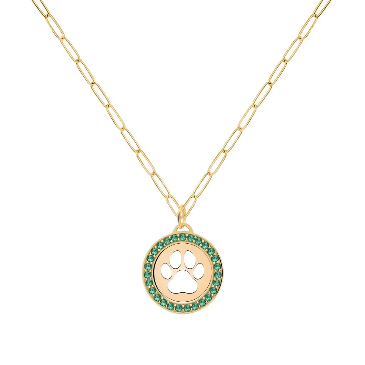 Paw & Emerald Pendant in 14k Gold (May) - Image 5
