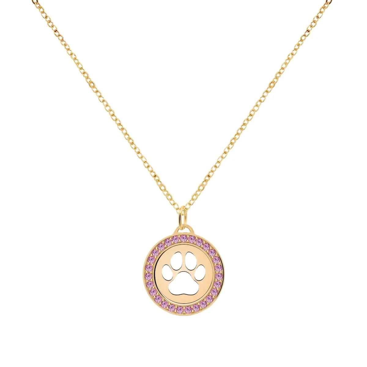 Paw & Pink Sapphire Pendant in 14k Gold (October) - Image 4