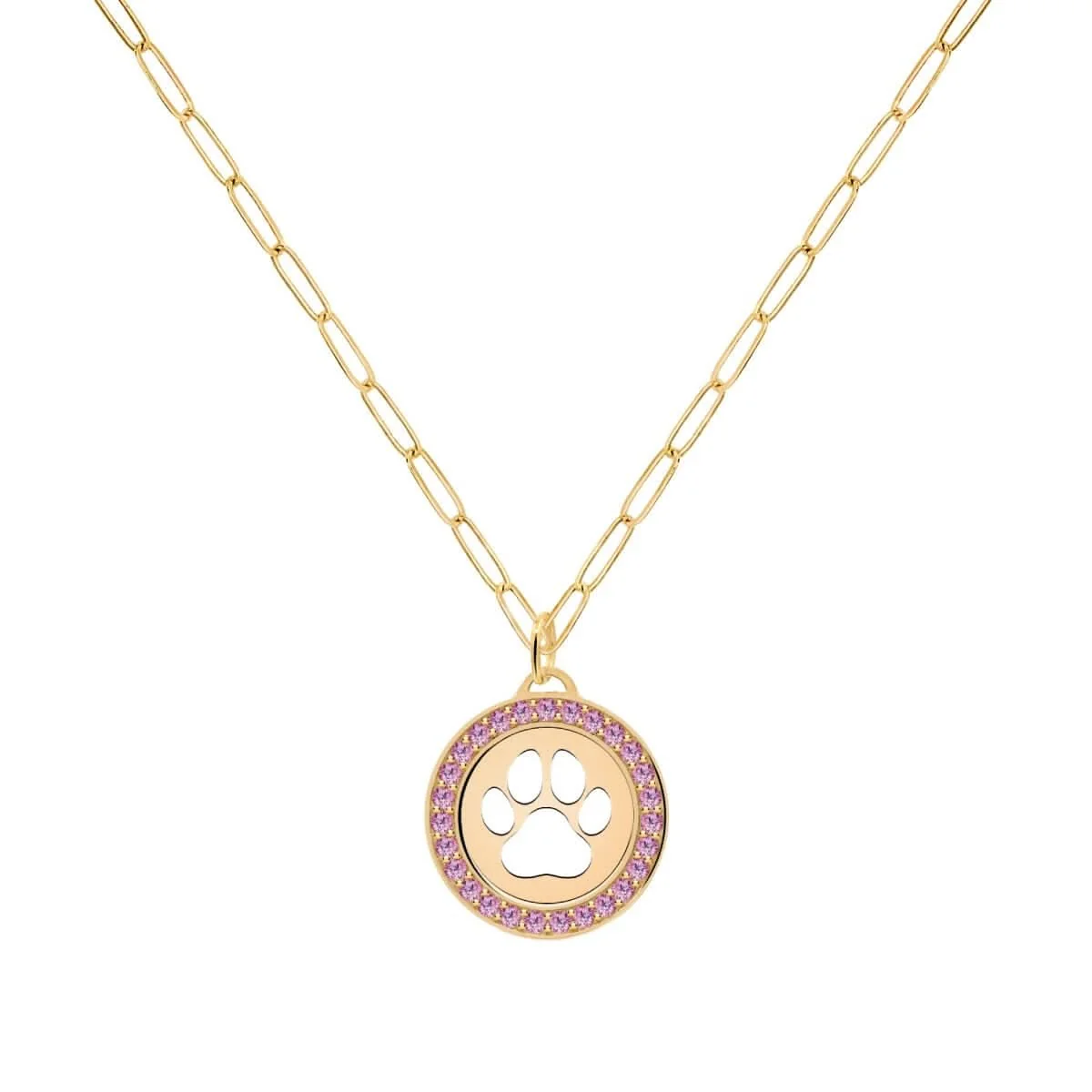 Paw & Pink Sapphire Pendant in 14k Gold (October) - Image 5