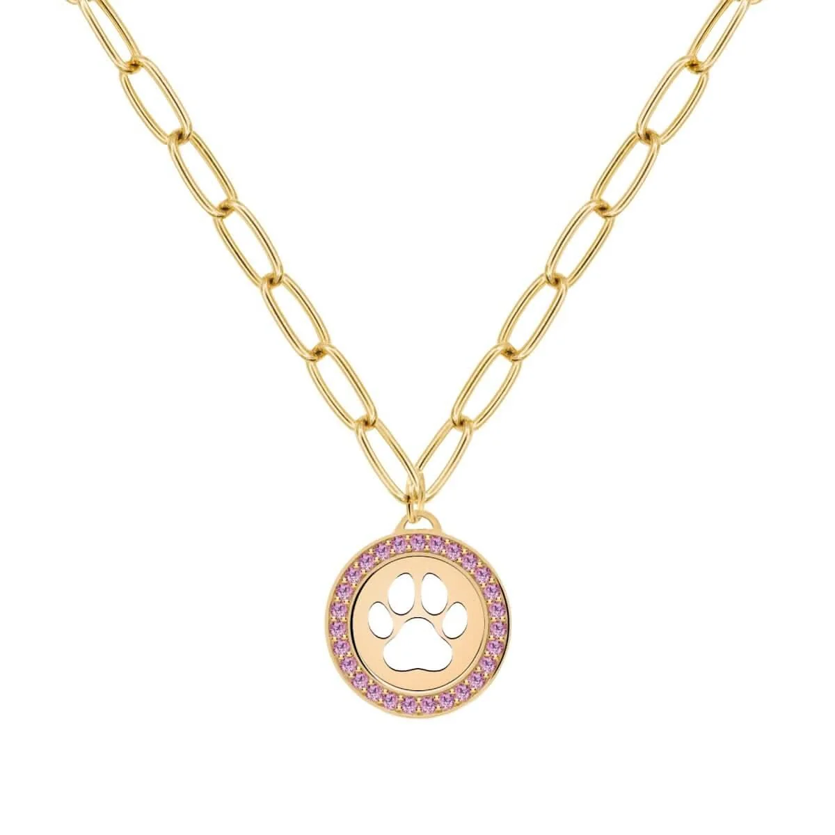 Paw & Pink Sapphire Pendant in 14k Gold (October) - Image 7