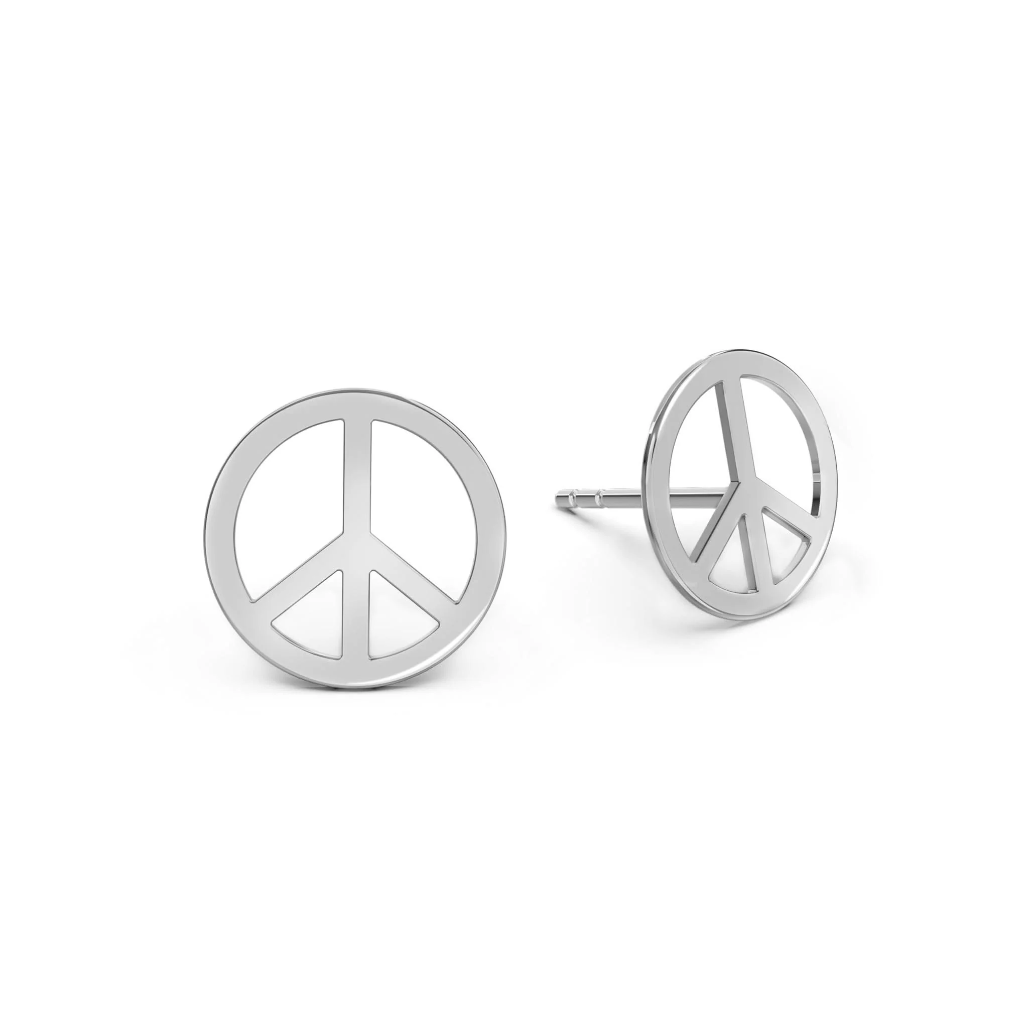 Peace Sign Stud Earrings in 14k Gold - Image 4