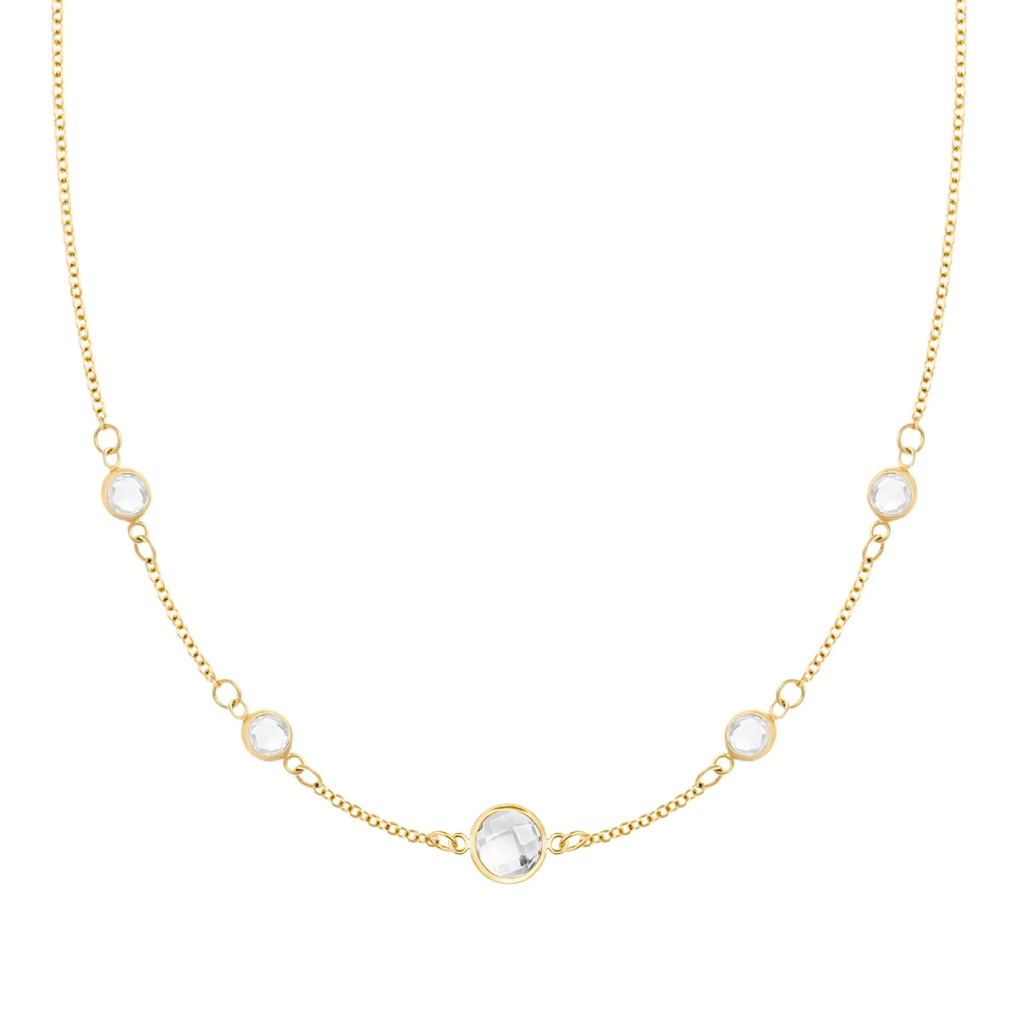 1 Grand & 4 Petite Birthstone Necklace in 14k Gold