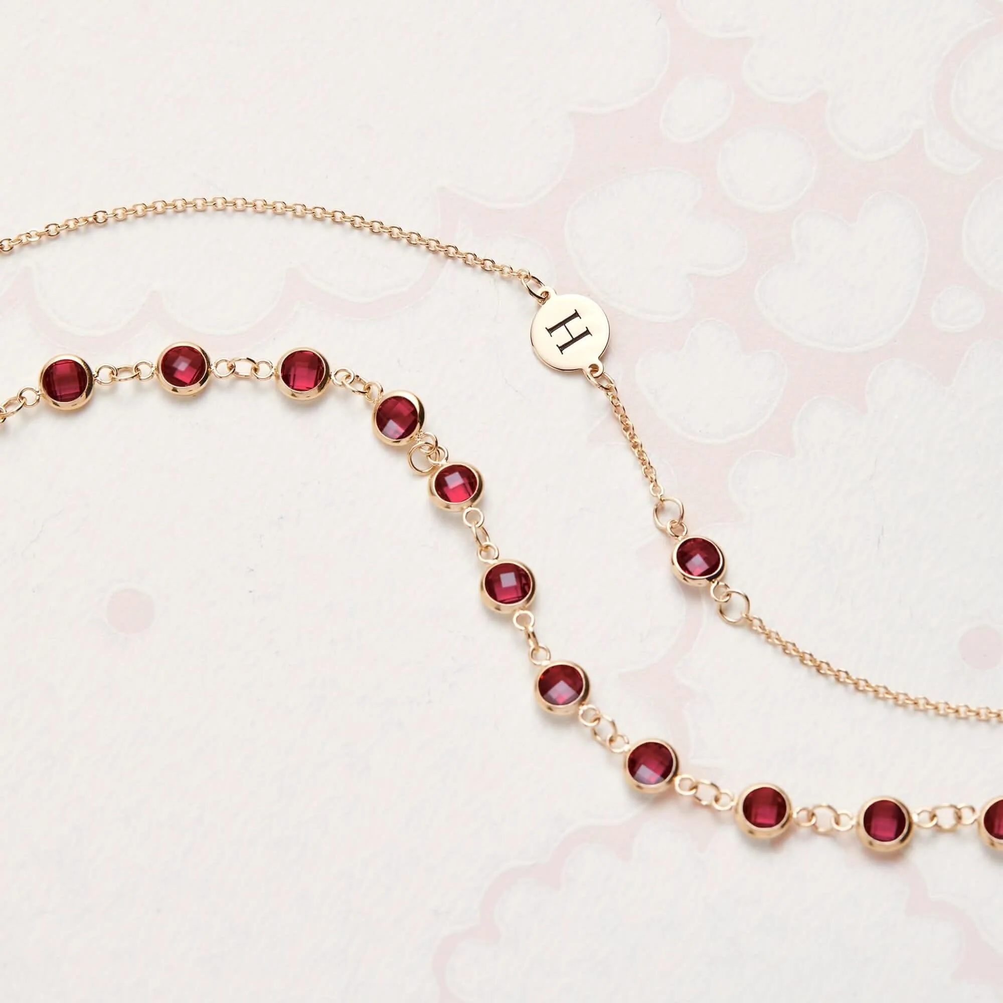 1 Letter & 1 Petite Ruby Necklace in 14k Gold (July) - Image 5