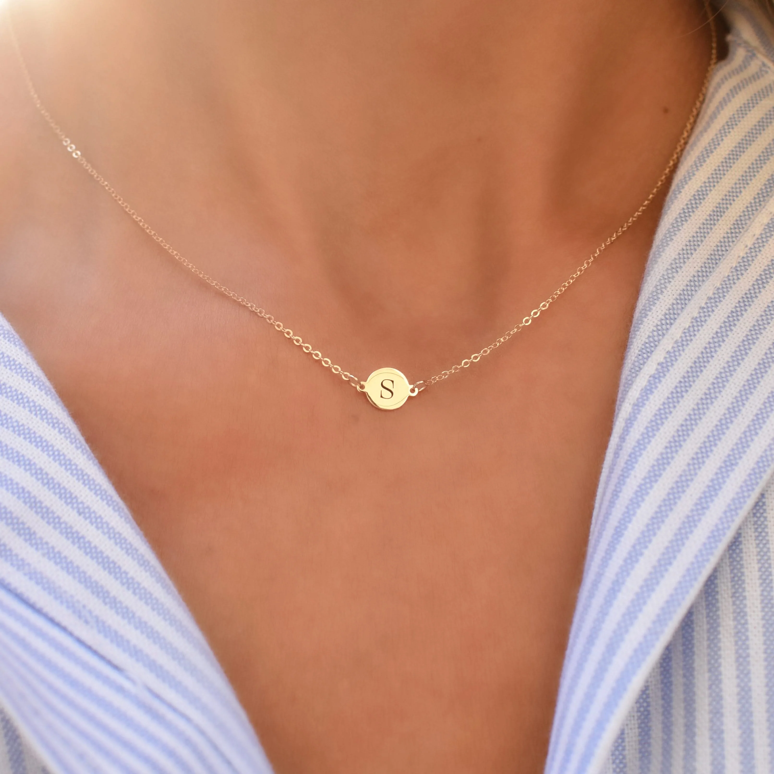 1 Letter Necklace in 14k Gold - Image 7