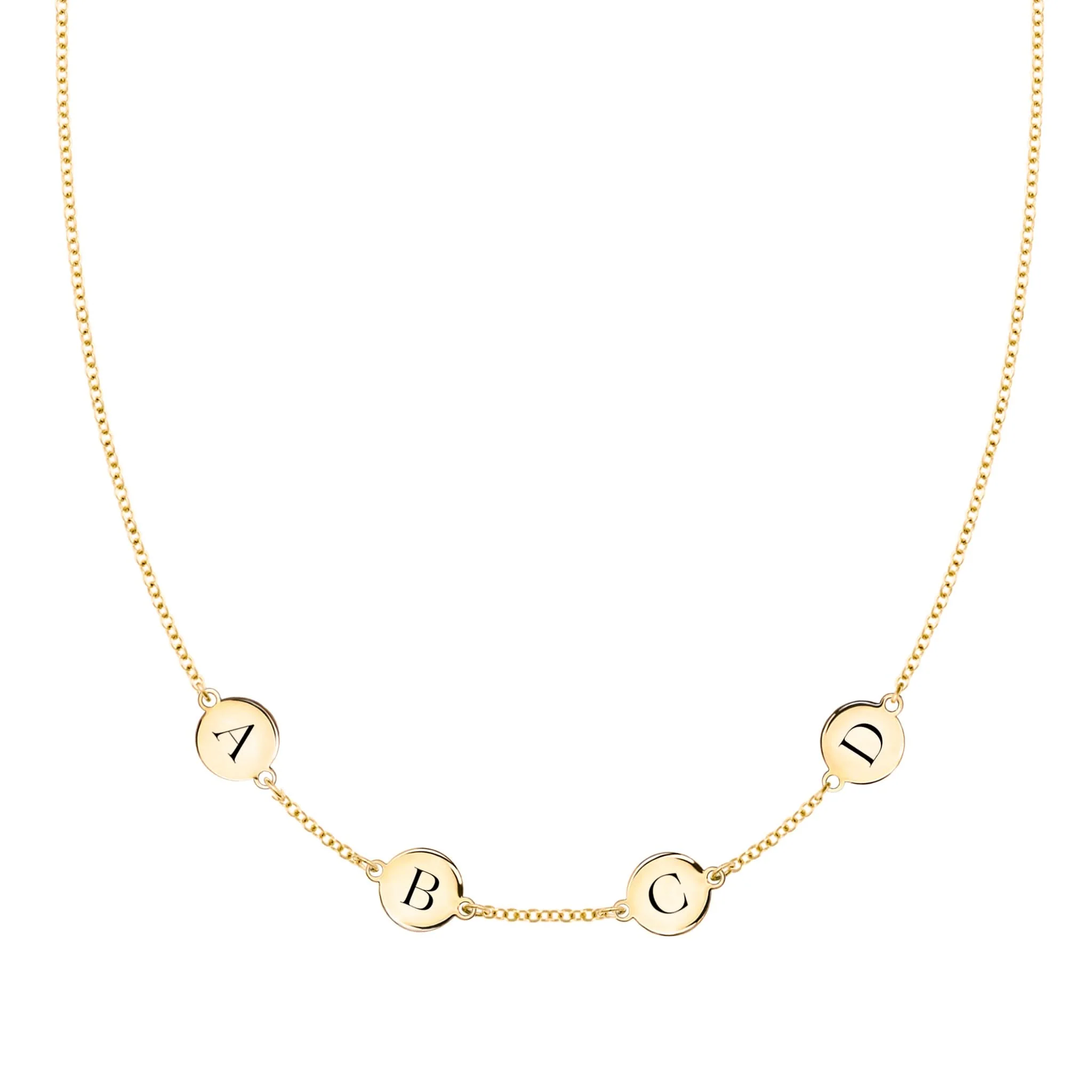 4 Letter Necklace in 14k Gold (Single Spacing)