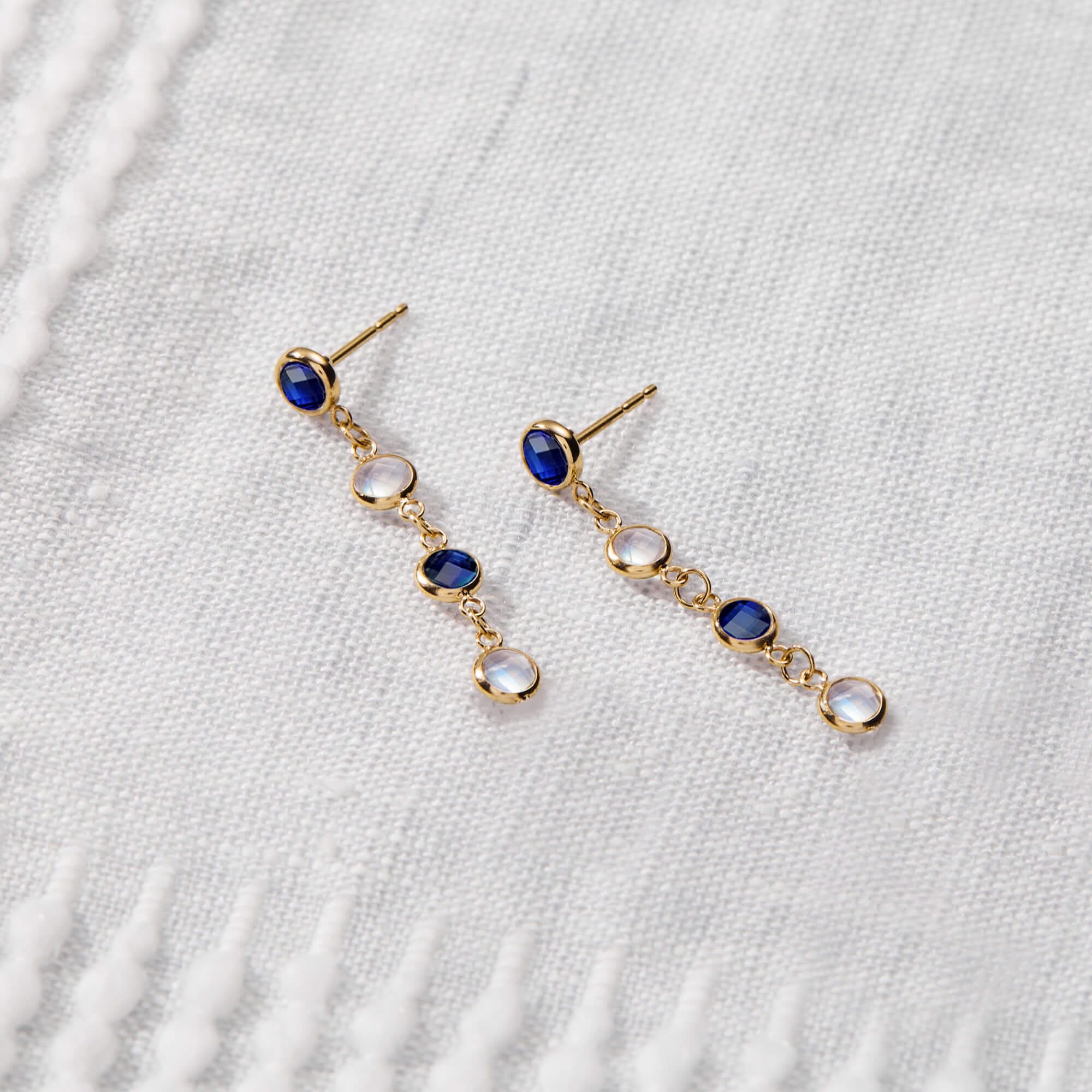 Petite 4 Birthstone Earrings in 14k Gold - Image 3