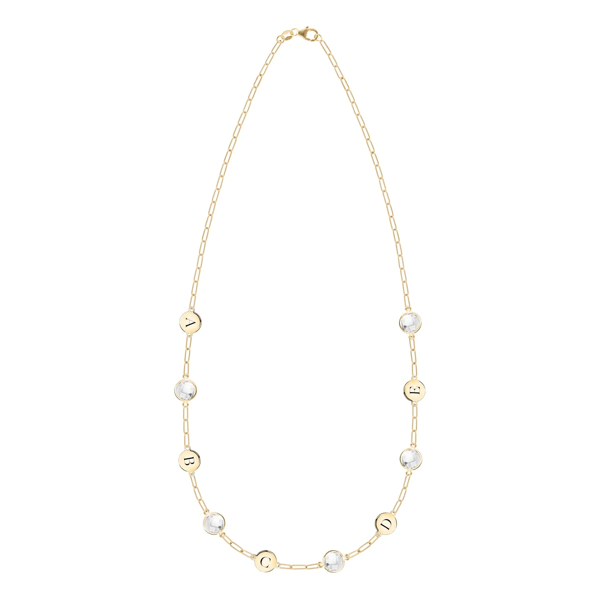 5 Letter & 5 Grand Birthstone Adelaide Mini Necklace in 14k Gold